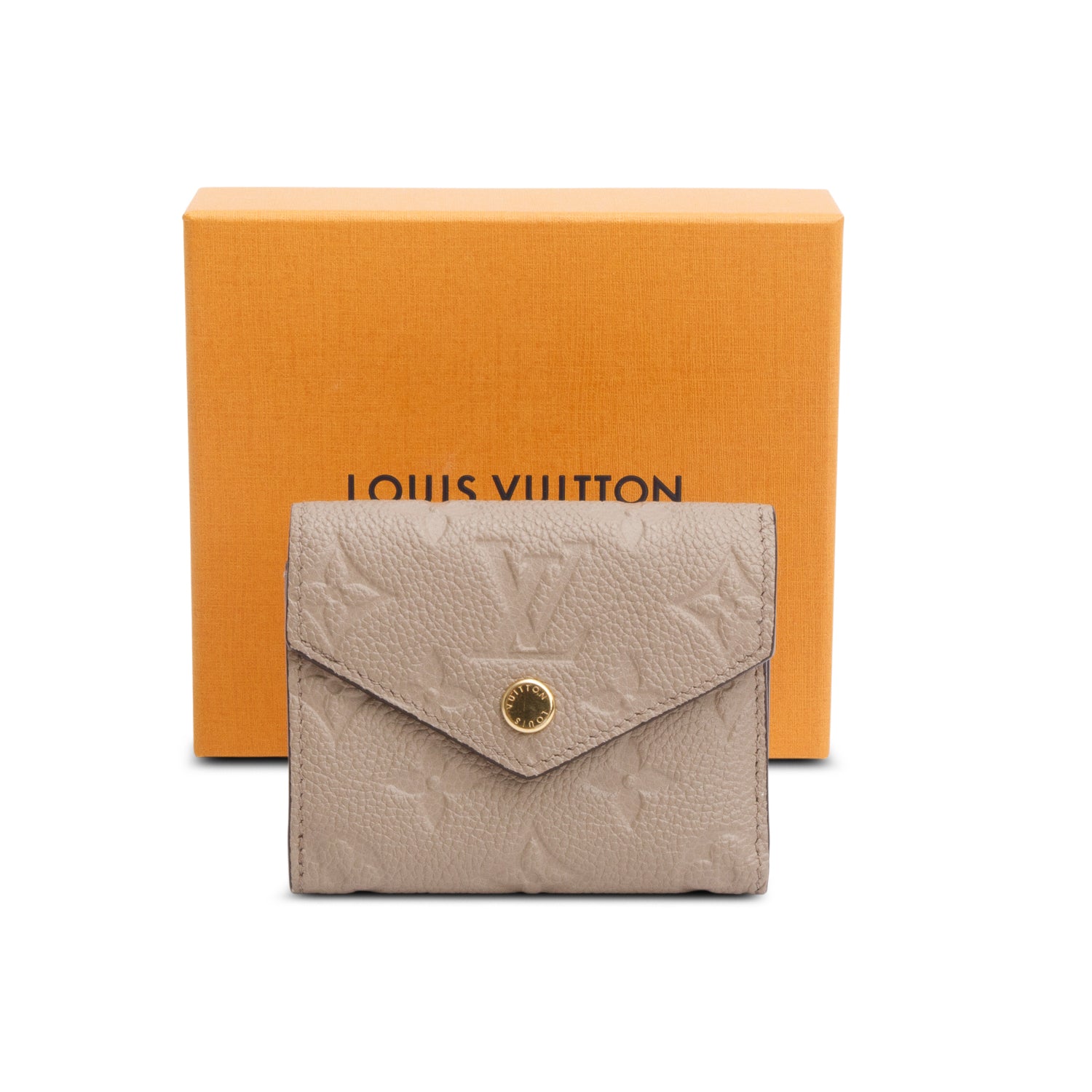 Louis Vuitton 2022 Taupe Monogram Empreinte Leather Victorine Wallet w/ Box & Receipt