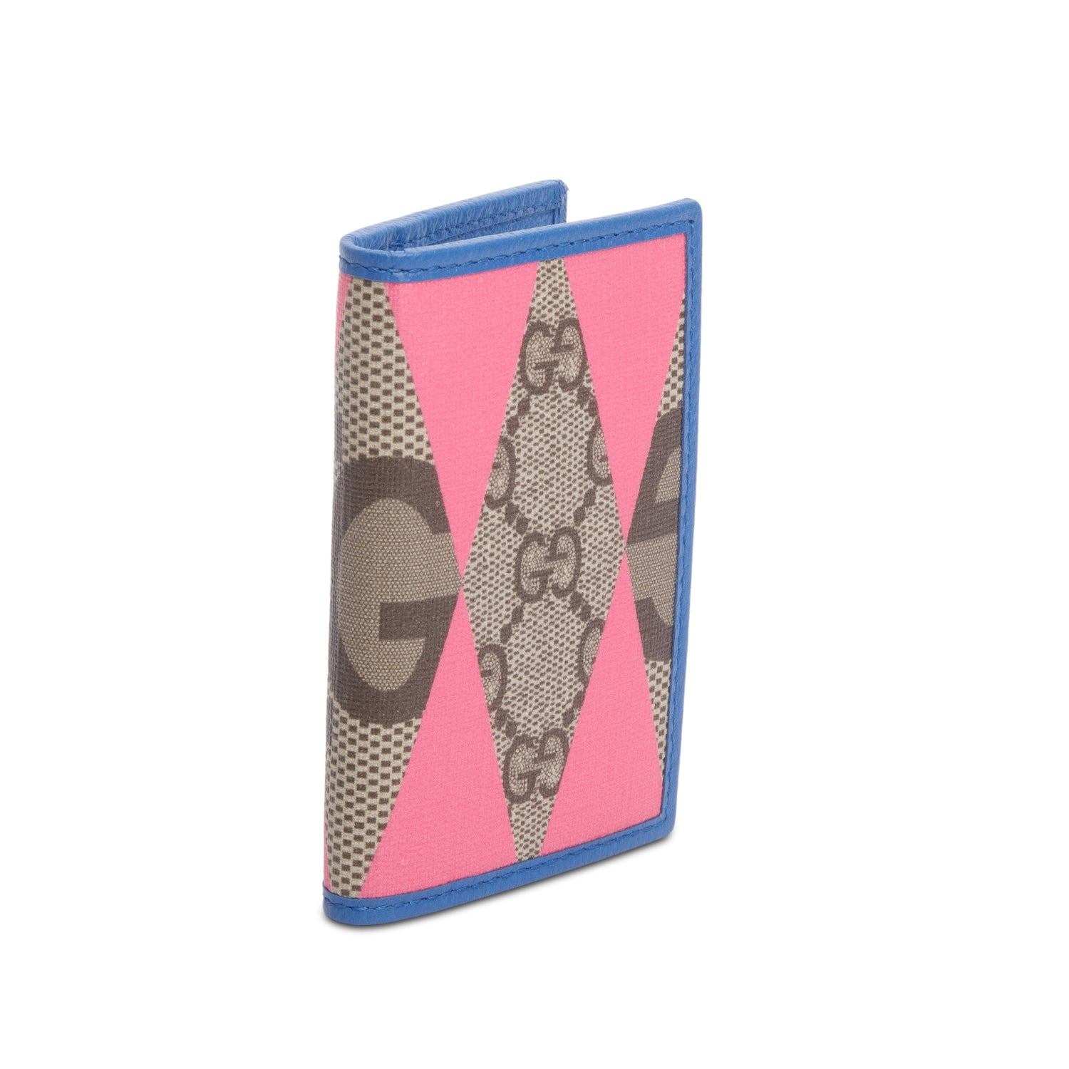 Gucci GG Supreme Monogram Textured Dollar Calfskin Rhombus Print Card Case w/ Box