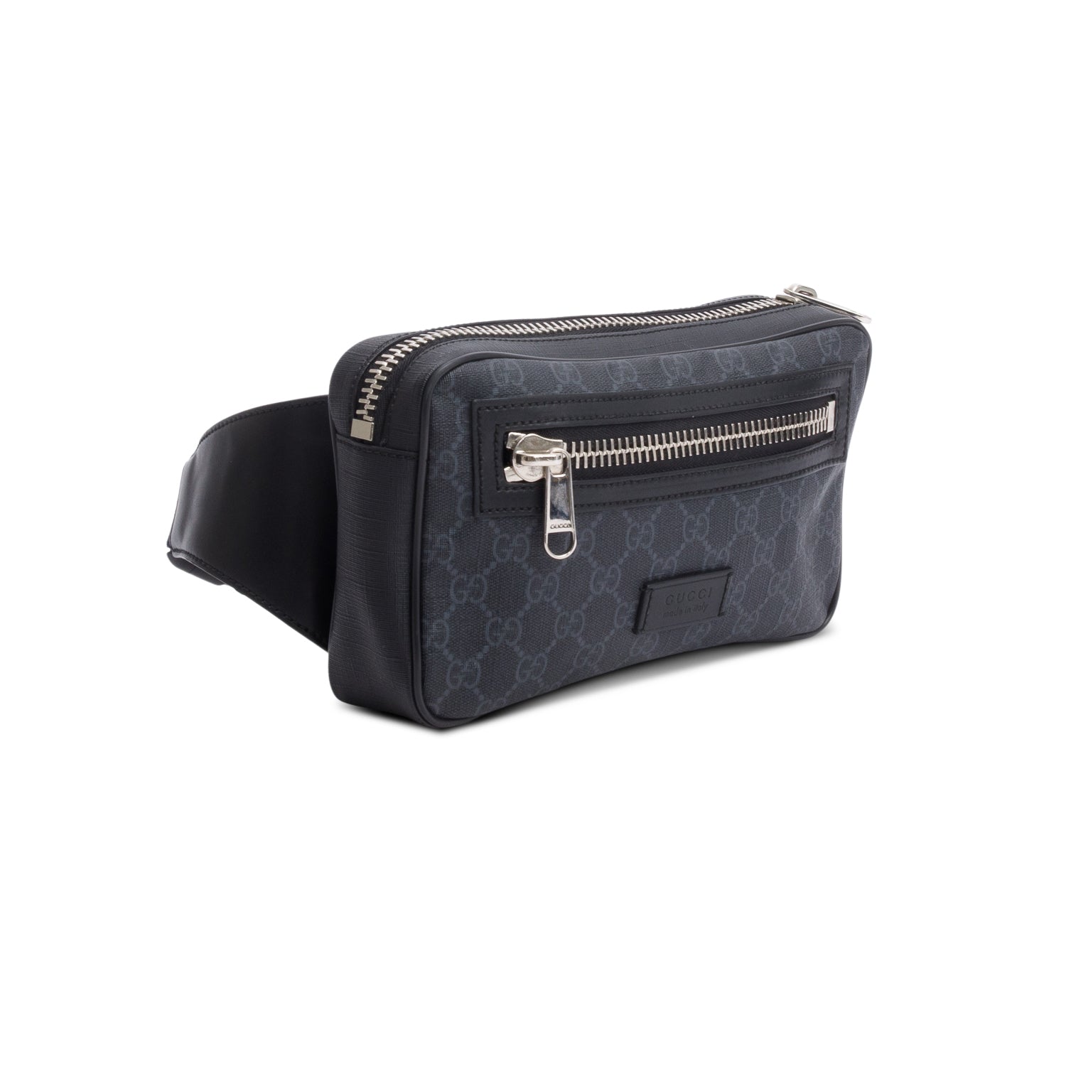 Gucci Black Soft GG Supreme Monogram Web Belt Bag