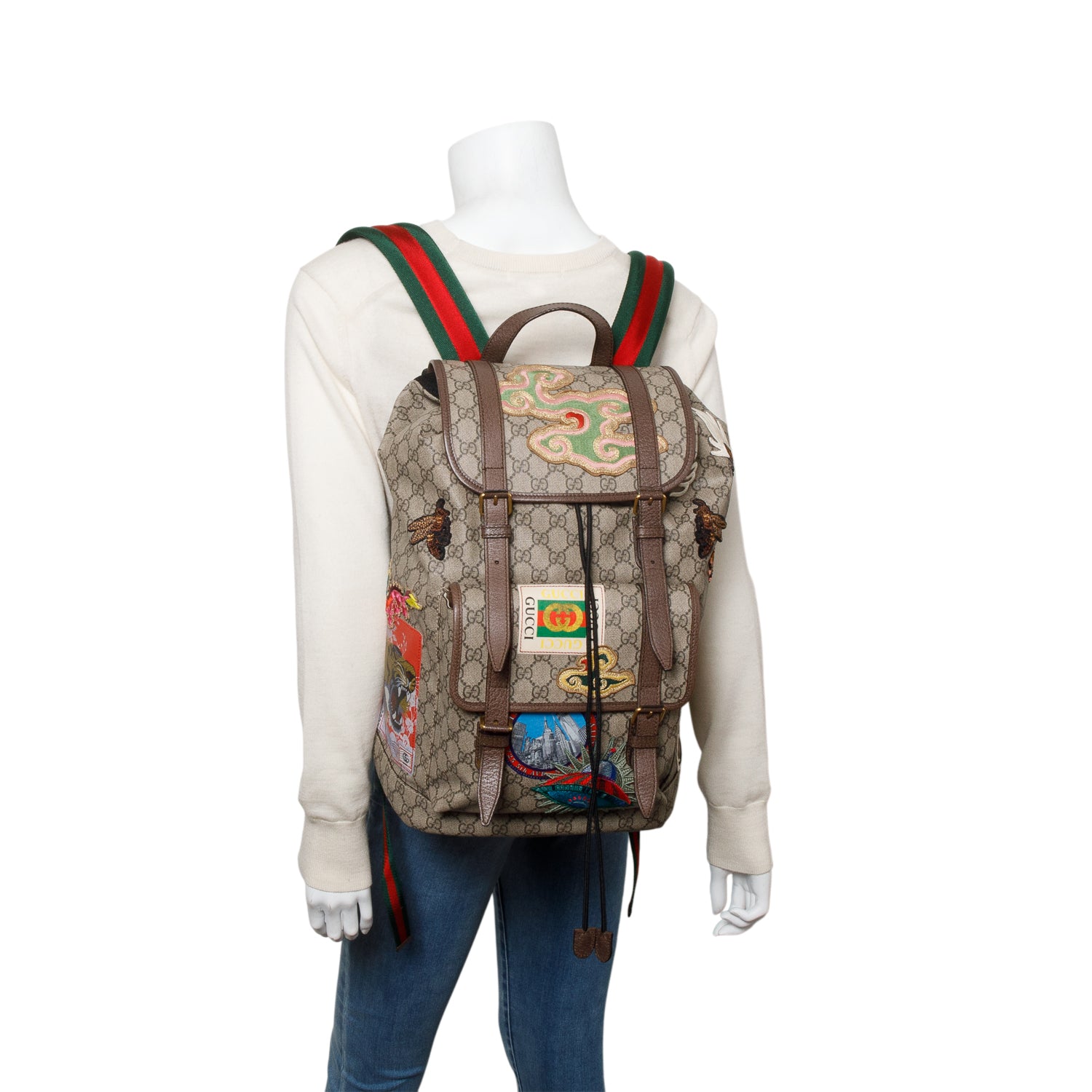 Gucci GG Supreme Applique Soft Courrier Backpack