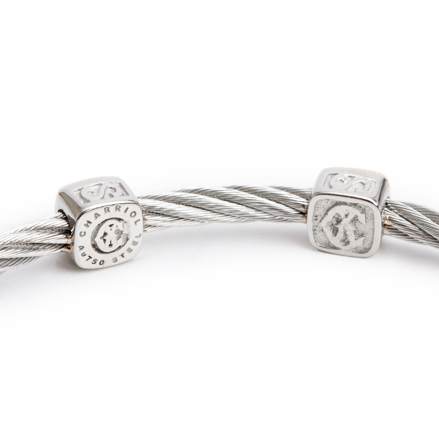 Charriol Stainless Steel & 18k White Gold Diamond Two-Station Cable Bracelet