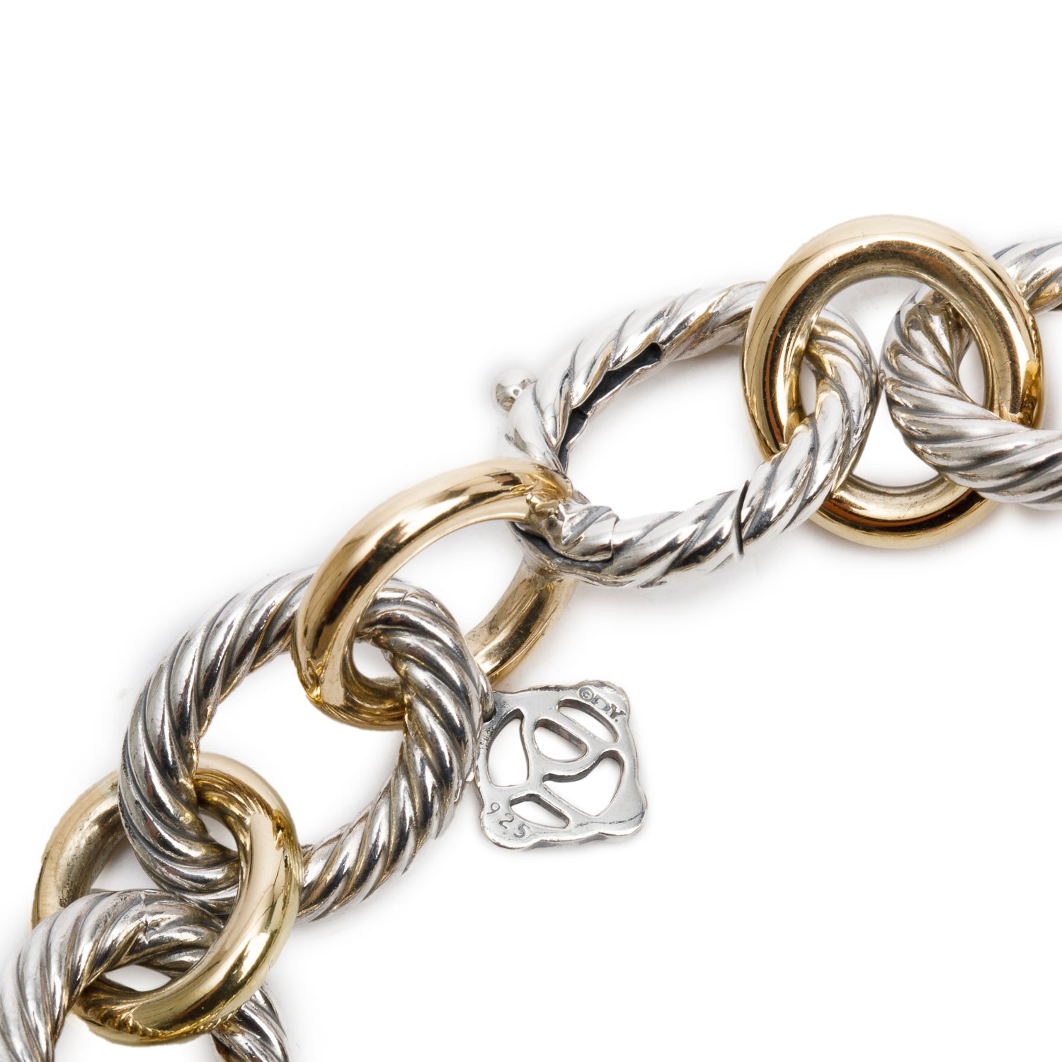 David Yurman Sterling Silver & 18k Yellow Gold Oval Link Chain Bracelet, 12 MM