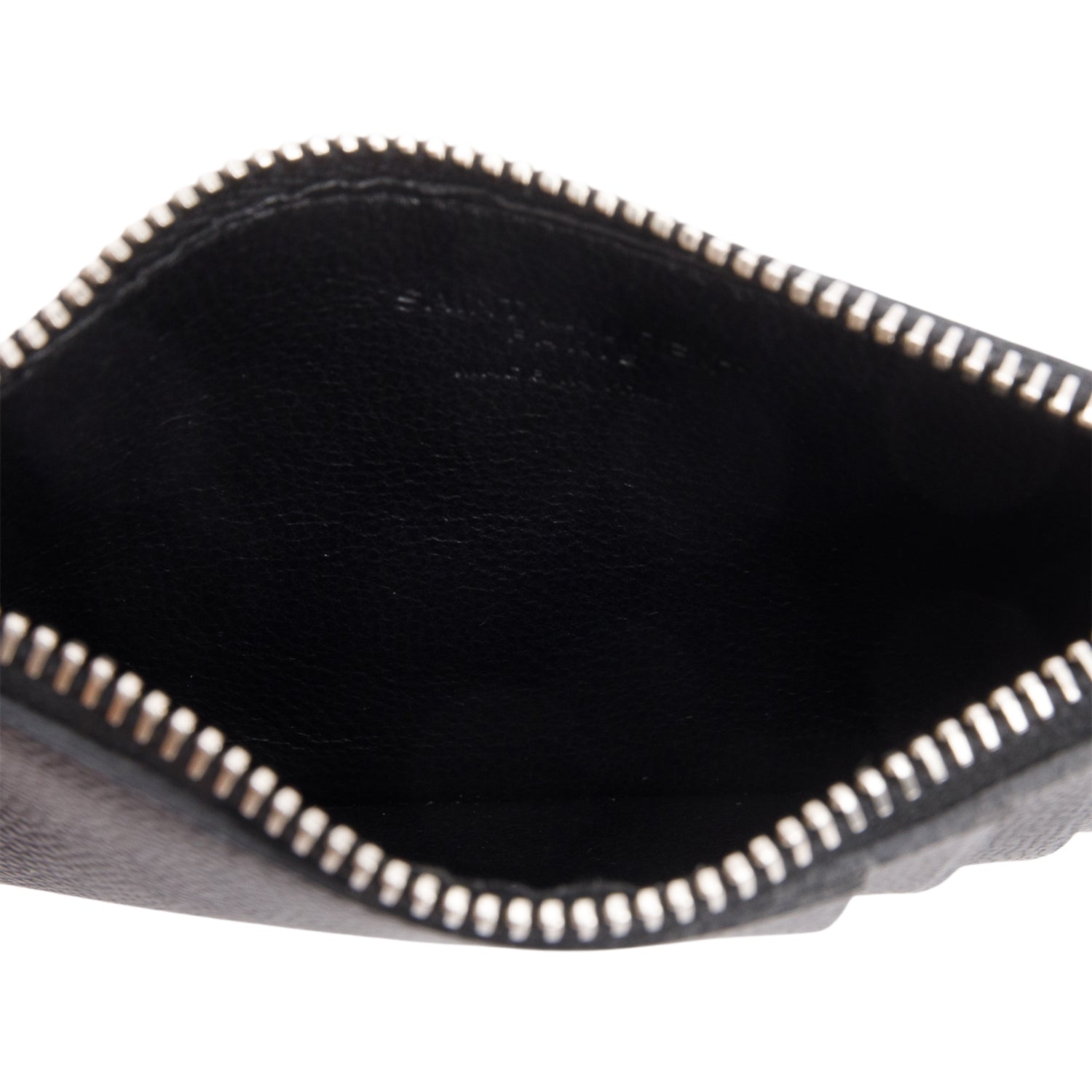 Saint Laurent Black Grain de Poudre Paris Fragments Zipped Card Case w/ Box & Receipt