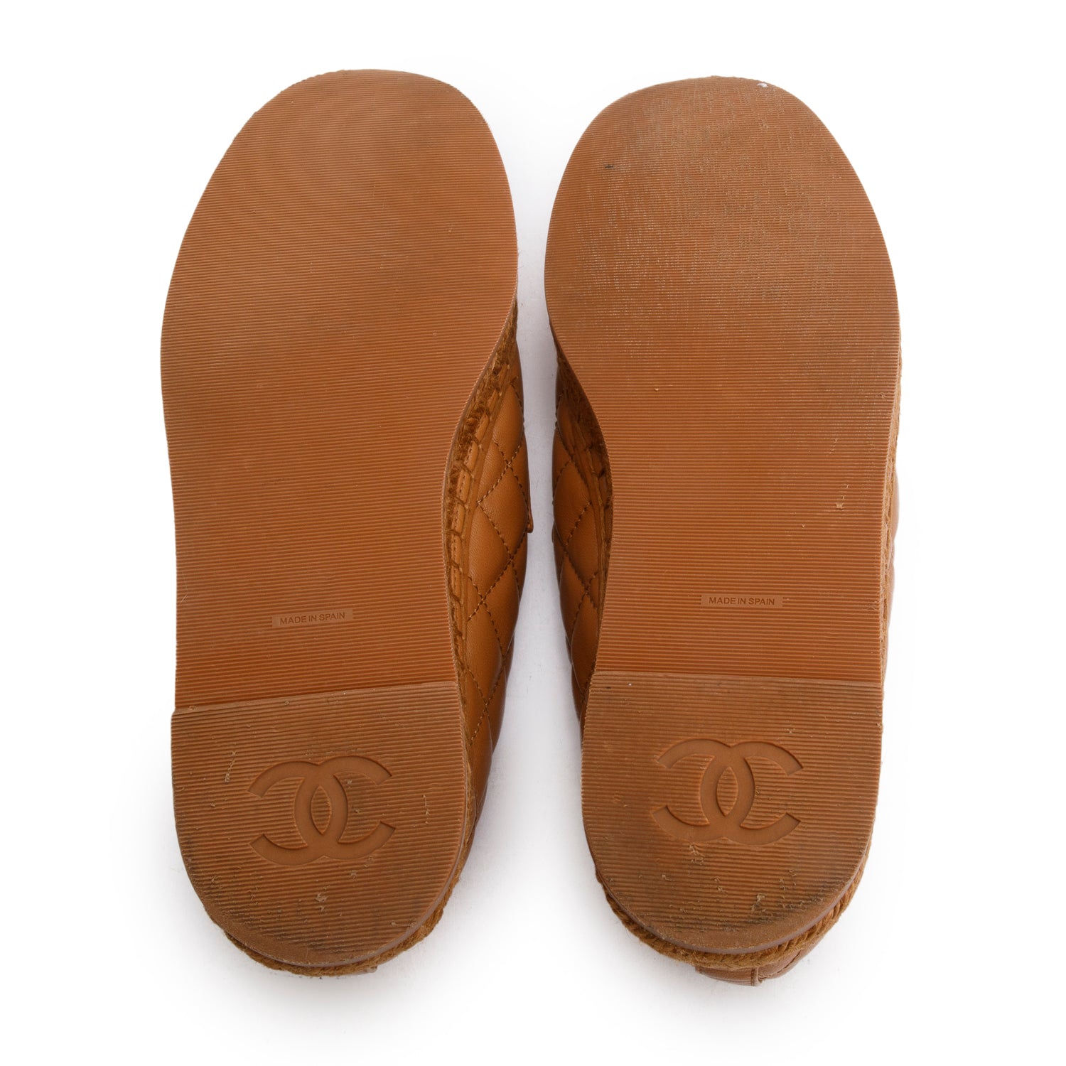 Chanel Brown Quilted Leather Interlocking CC Logo Espadrilles, Size 39 w/ Box