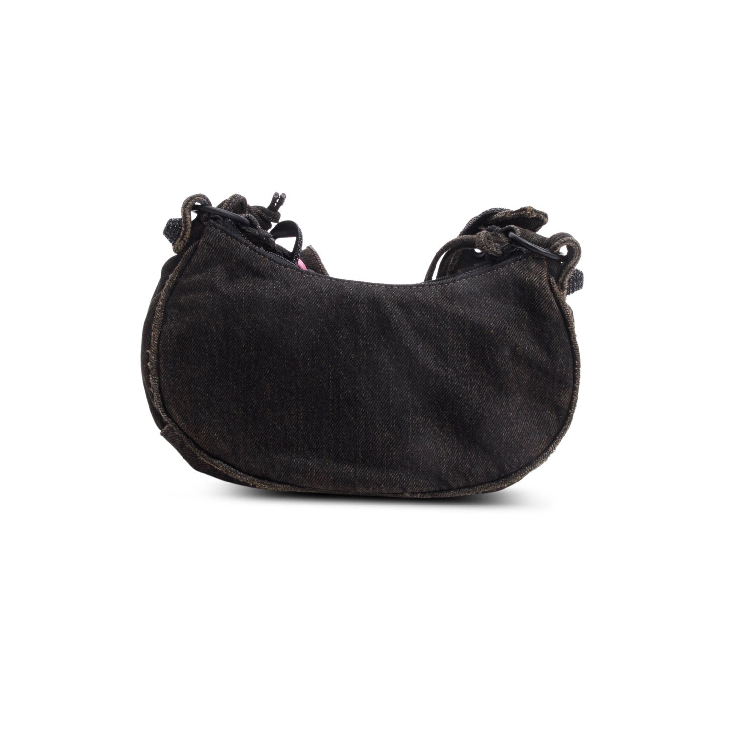 Balenciaga Black Washed Frayed Denim Crystal Le Cagole XS