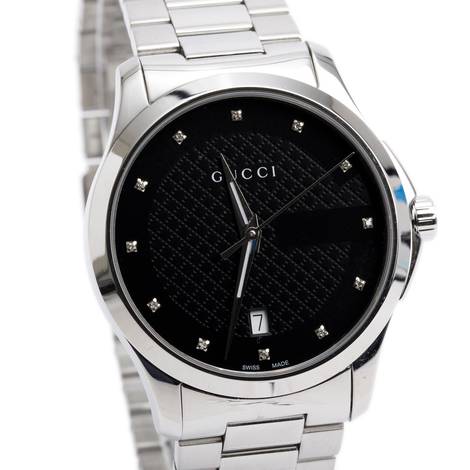 Gucci Stainless Steel G-Timeless 38 MM Quartz Watch Black Diamond Dial