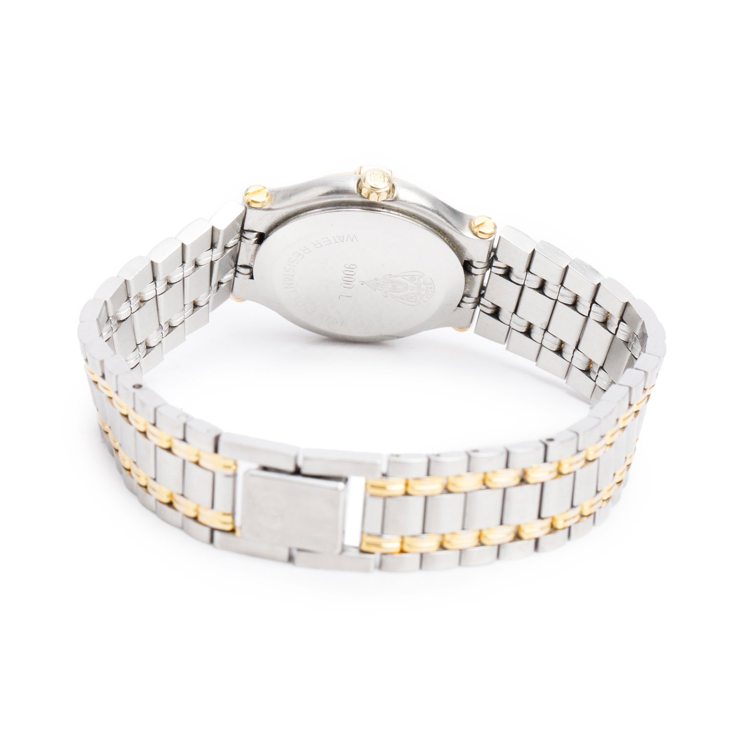 Gucci Vintage Two-Tone Stainless Steel 9000L Series 25 MM Quartz Watch Gold Dial w/ Box