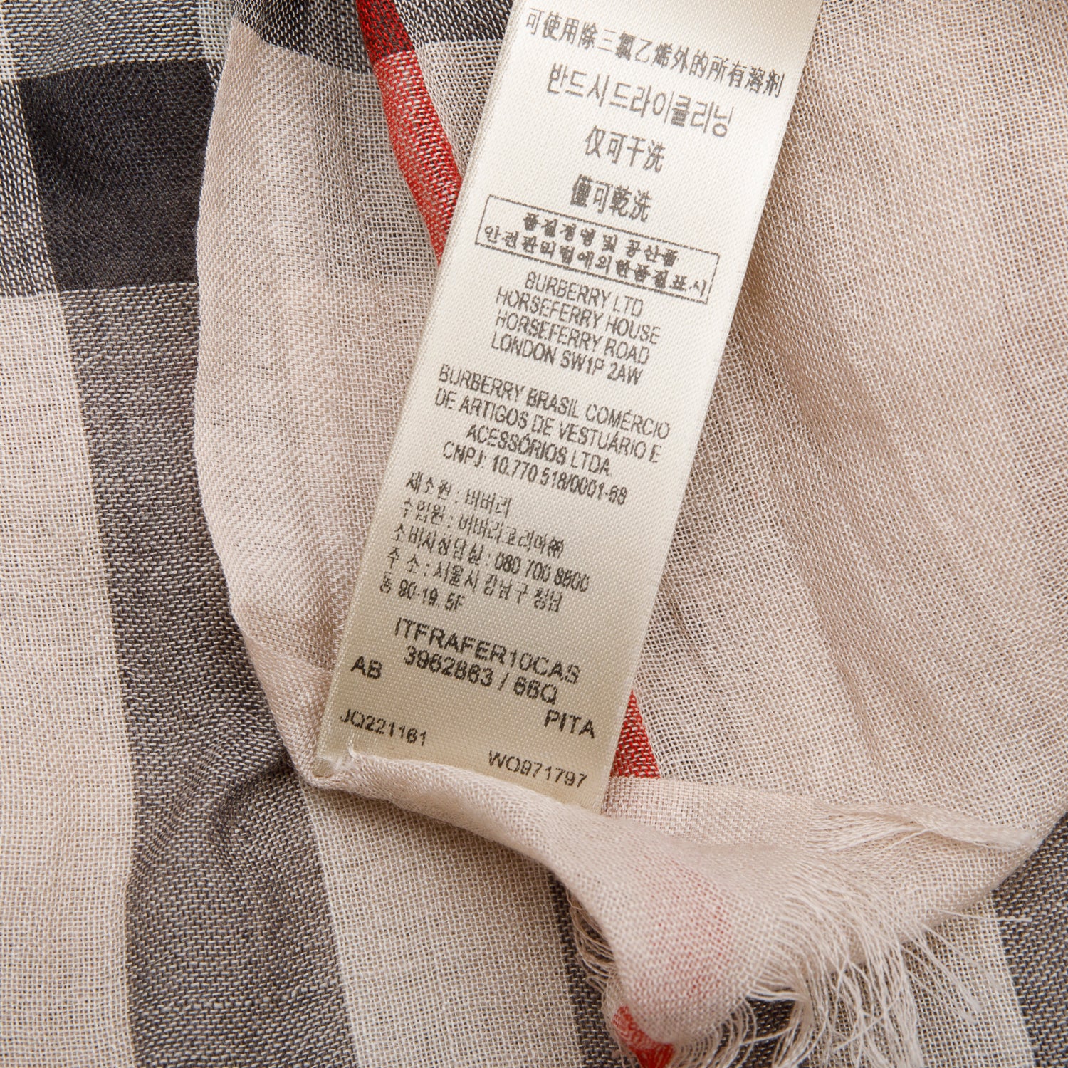 Burberry Creme Multicolor Gauze Giant House Check Silk Wool Scarf w/ Box & Receipt
