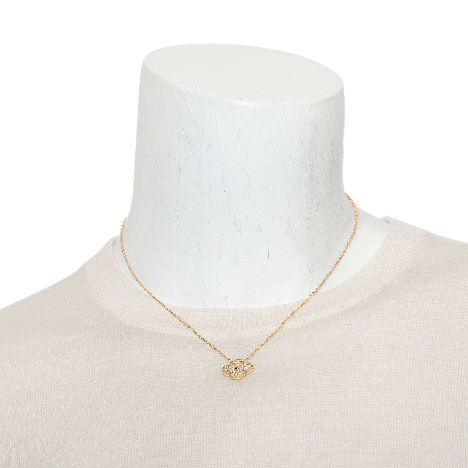 Van Cleef & Arpels 2025 18k Yellow Gold Diamond Vintage Alhambra Pendant Necklace w/ Box, Certificate & Receipt