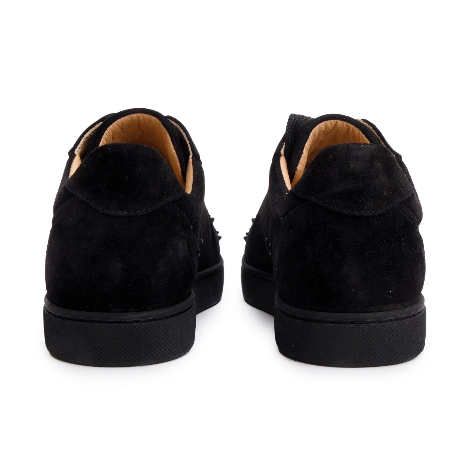 Christian Louboutin 2021 Black Suede Velours Vieira Spikes Flat Sneakers, Size 38 w/ Box & Receipt