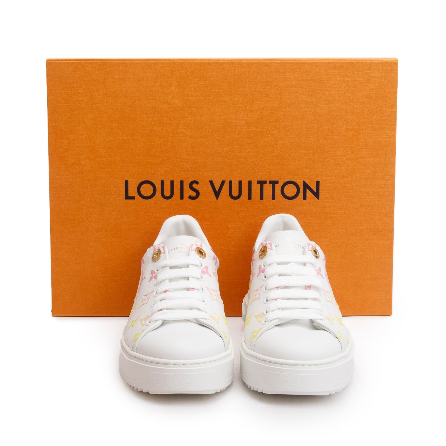 Louis Vuitton 2020 White/Pink Monogram By The Pool Time Out Sneakers, Size 38 w/ Box