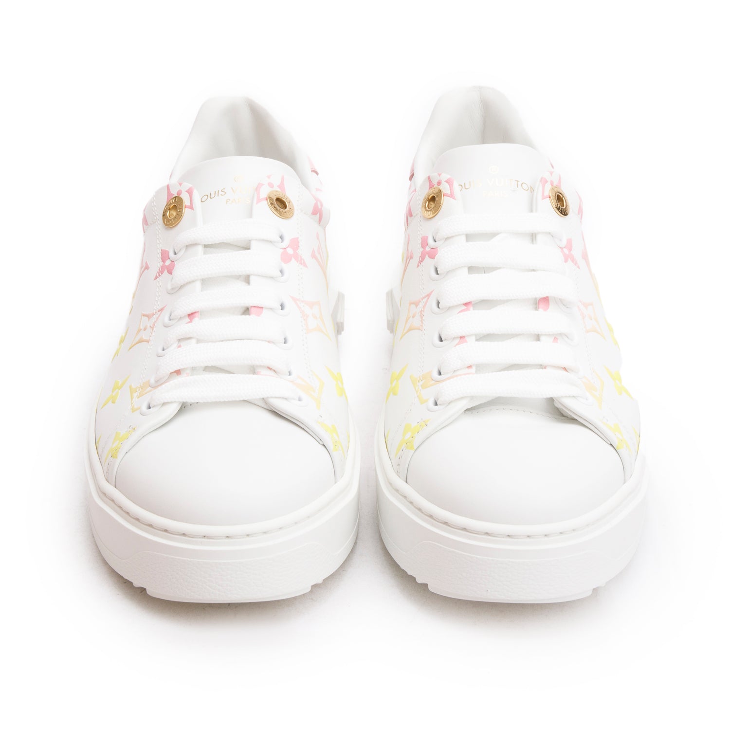 Louis Vuitton 2020 White/Pink Monogram By The Pool Time Out Sneakers, Size 38 w/ Box