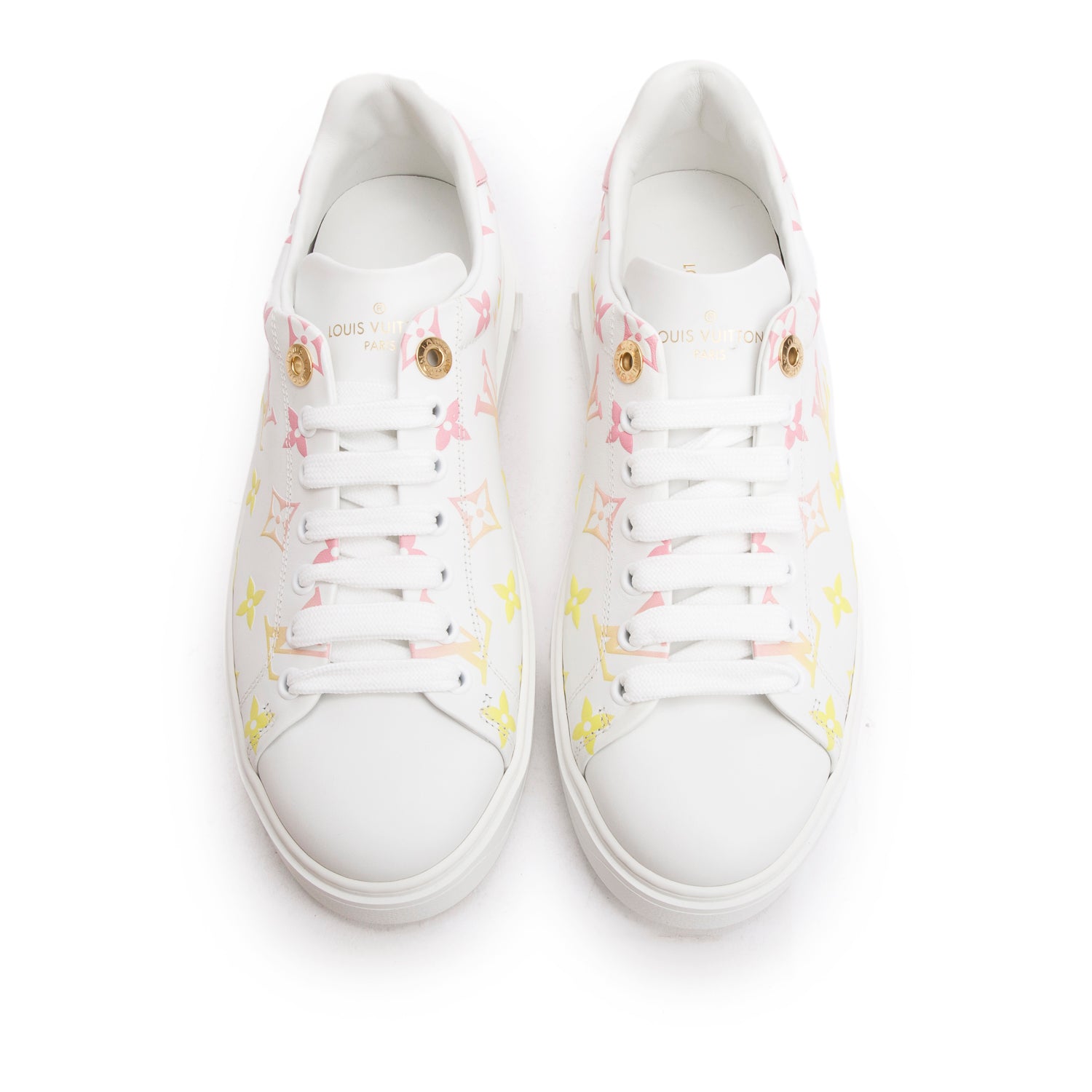 Louis Vuitton 2020 White/Pink Monogram By The Pool Time Out Sneakers, Size 38 w/ Box
