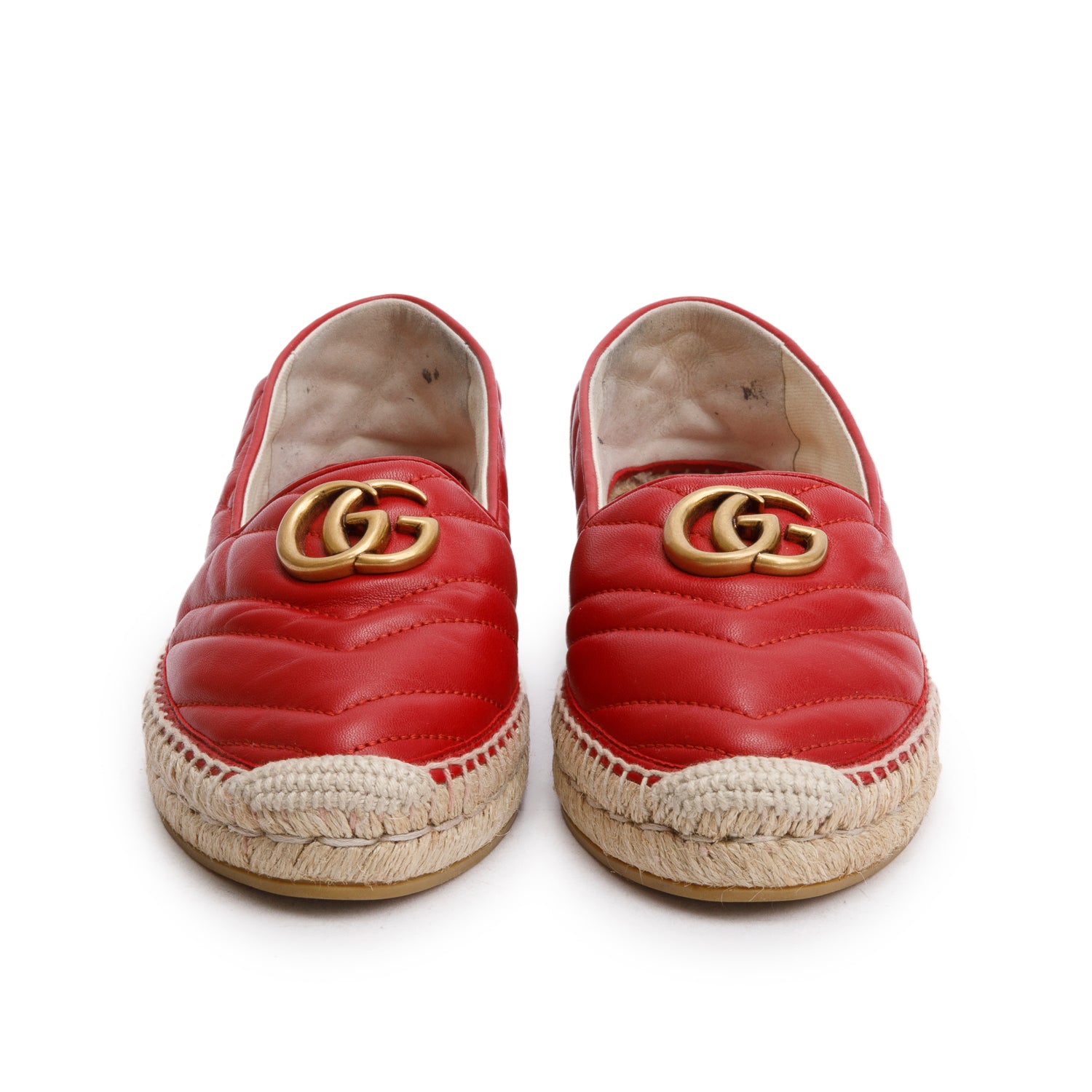Gucci Red Matelasse Nappa Leather GG Marmont Espadrille, Size 39 w/ Box