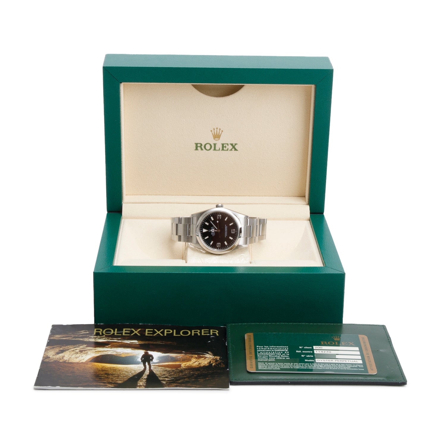 Rolex Stainless Steel Black Dial Oyster Perpetual Explorer 36 MM Watch 114270 w/ Box & Papers