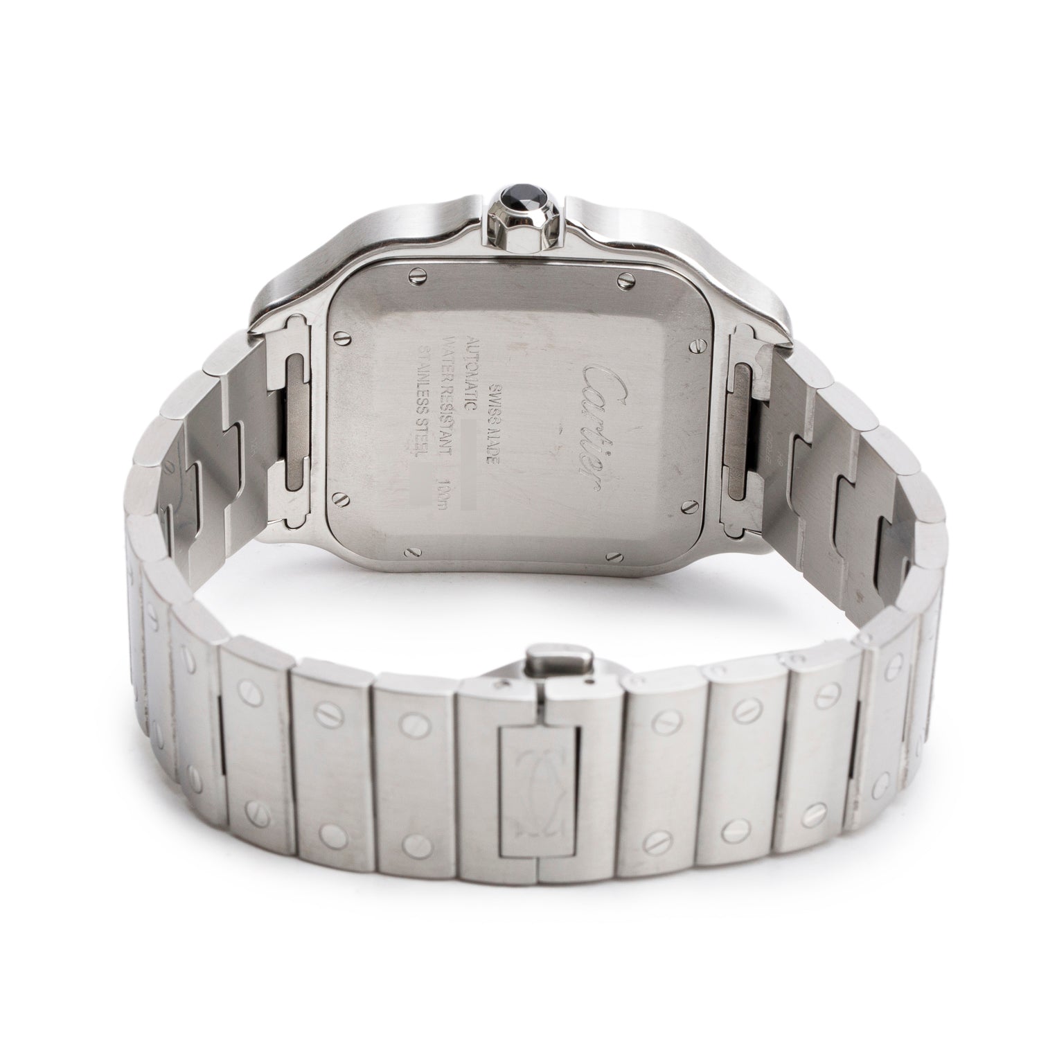 Cartier 2023 Stainless Steel & ADLC Santos de Cartier Automatic Watch, Large Model 4072 w/ Box, Papers & Extra Straps