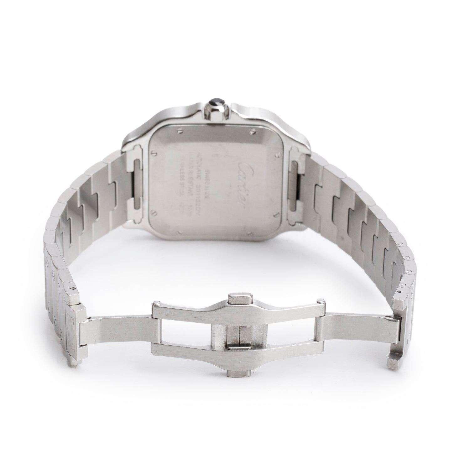 Cartier 2023 Stainless Steel & ADLC Santos de Cartier Automatic Watch, Large Model 4072 w/ Box, Papers & Extra Straps