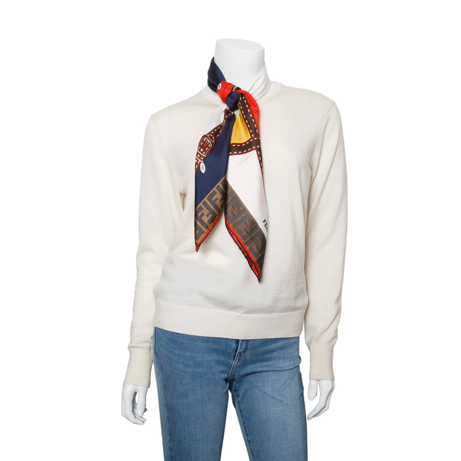 Fendi Multicolour Zucca Print Silk Scarf