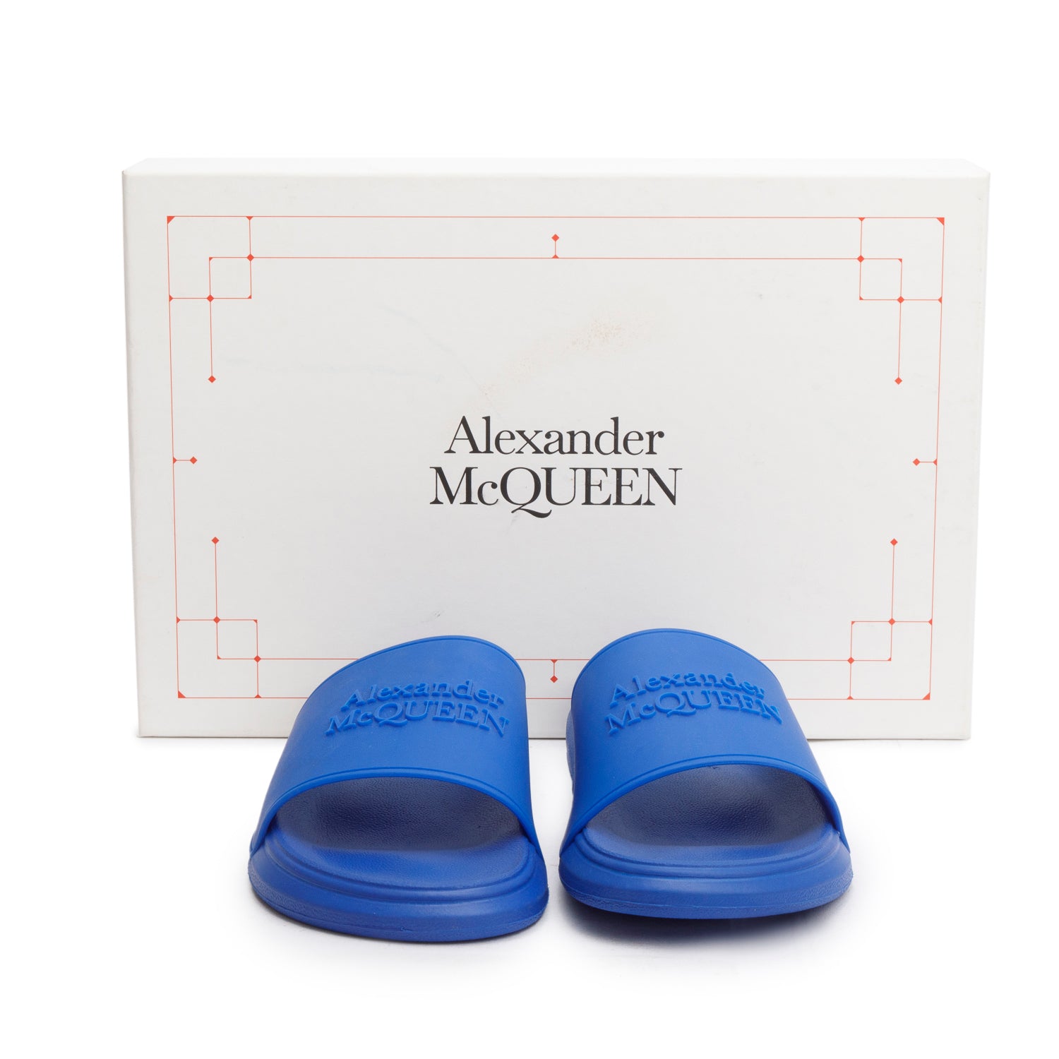 Alexander McQueen Blue Rubber Pool Slides w/ Box, Size 40