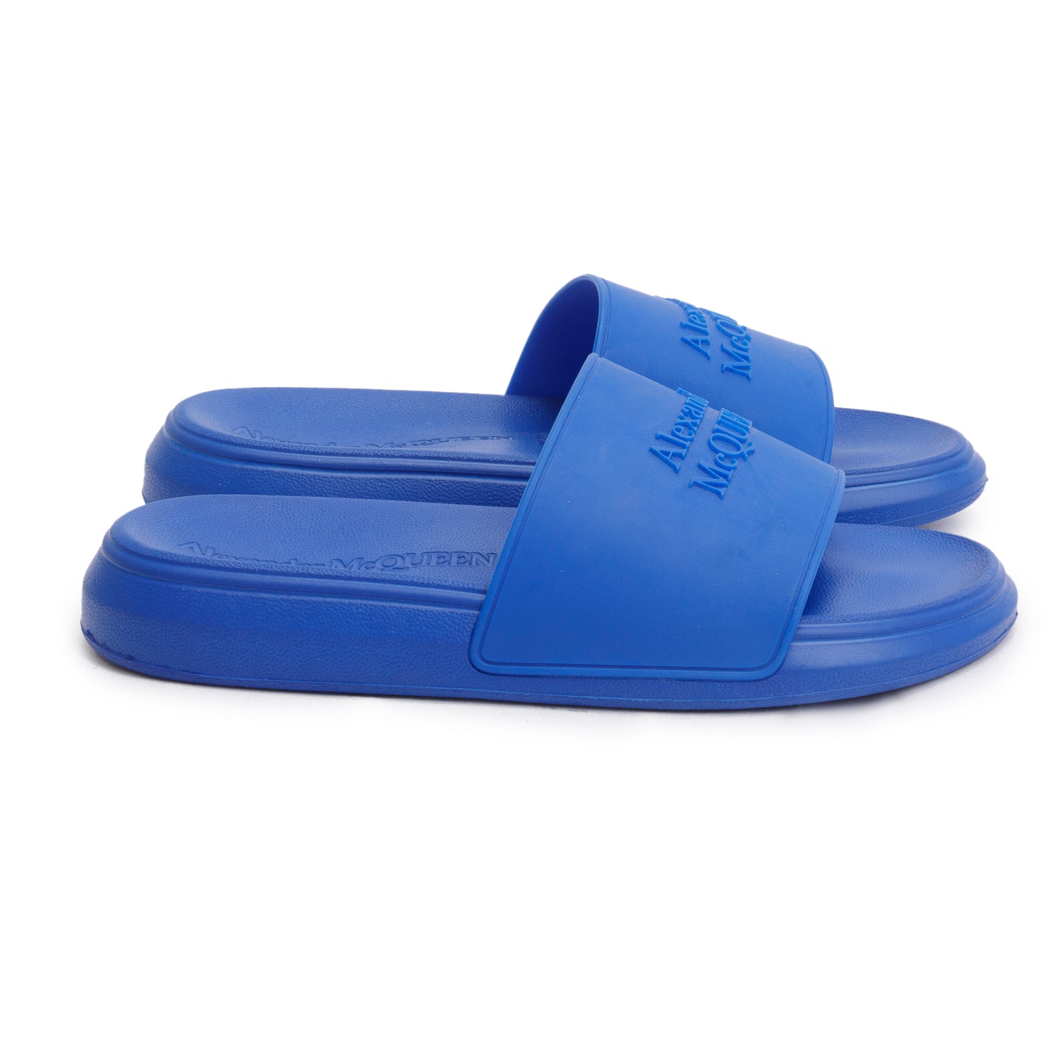 Alexander McQueen Blue Rubber Pool Slides w/ Box, Size 40