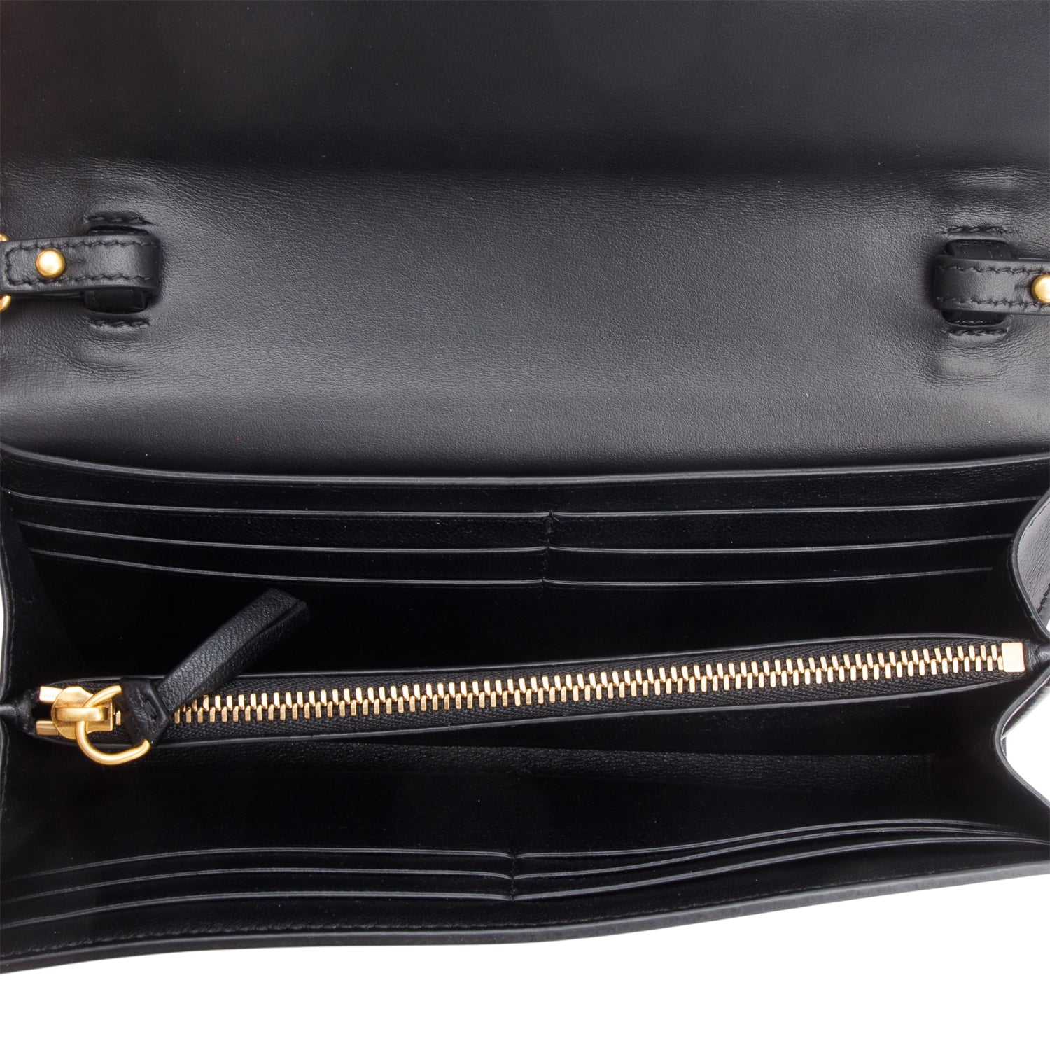 Balmain Black Calfskin Leather B-Buzz Wallet on Chain w/ Box