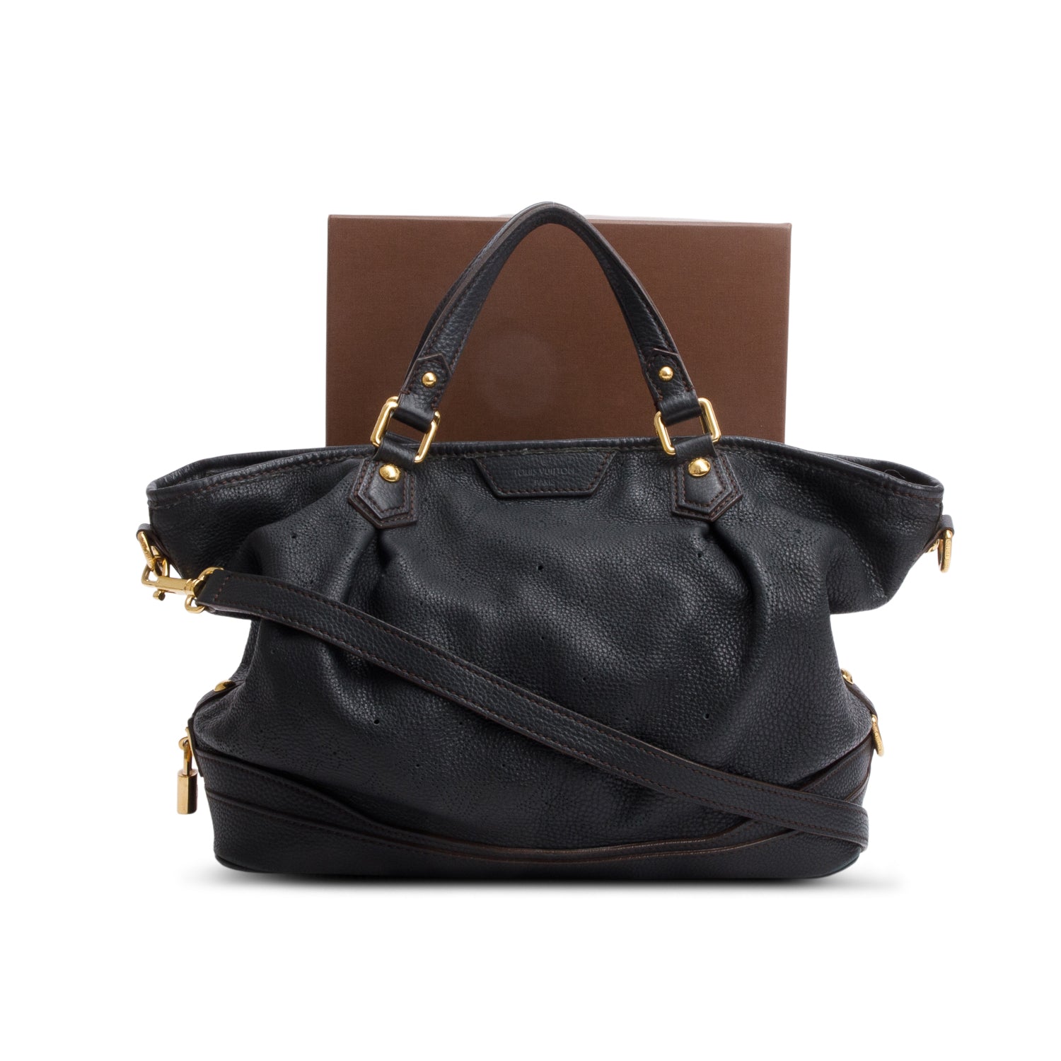 Louis Vuitton Black Leather Mahina Stella PM w/ Box, Strap & Receipt