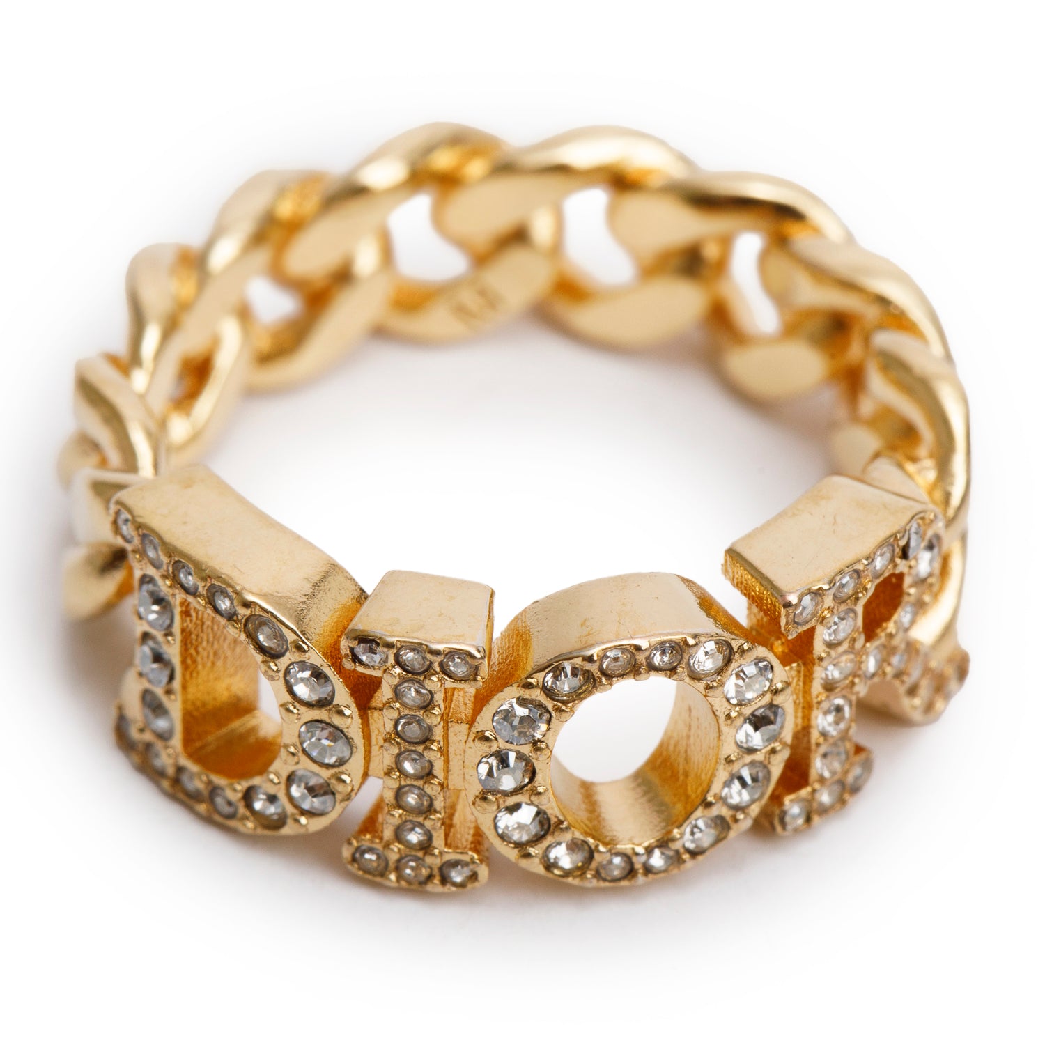 Christian Dior Gold Plated Crystal Dio(r)evolution Ring, Size 6