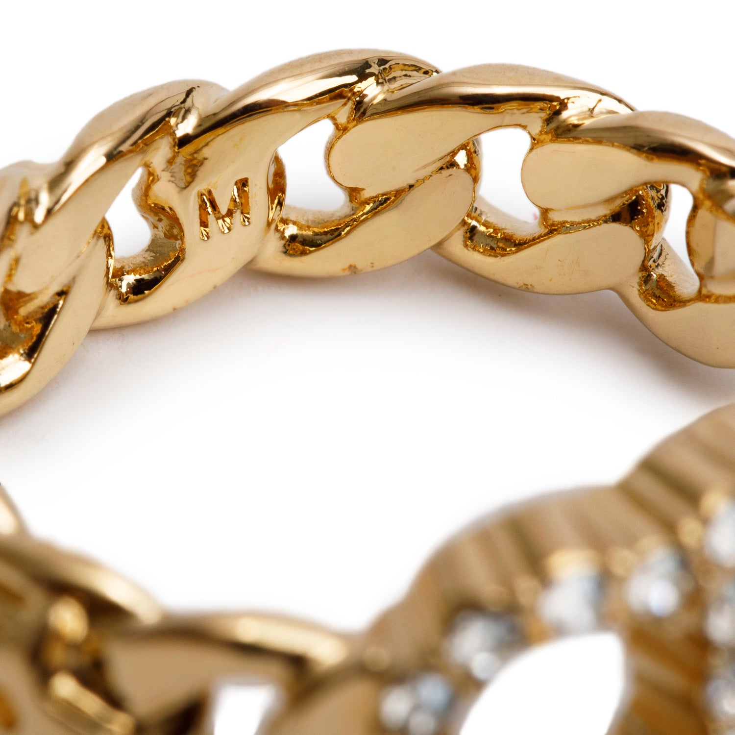 Christian Dior Gold Plated Crystal Claire D Lune Ring, Size 6