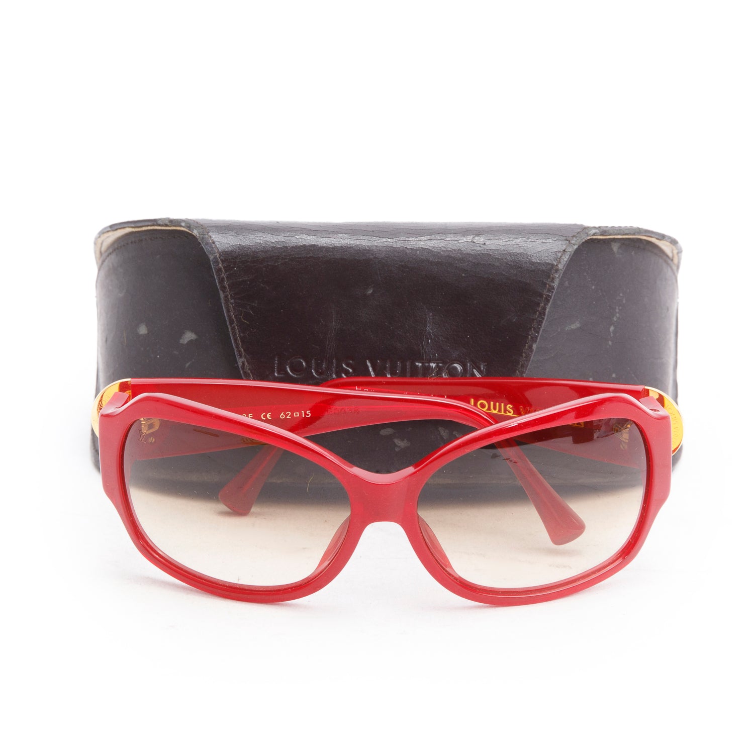 Louis Vuitton Z0133E Red Acetate Crystal Ursula Square Sunglasses w/ Case