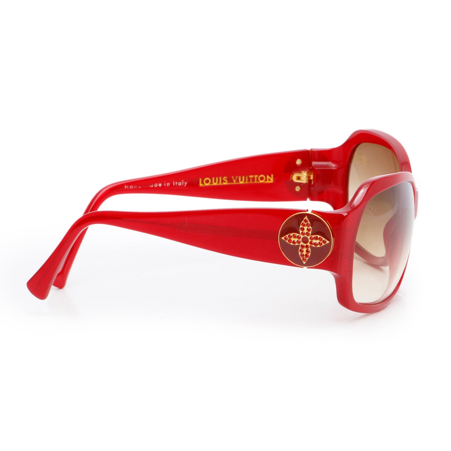 Louis Vuitton Z0133E Red Acetate Crystal Ursula Square Sunglasses w/ Case