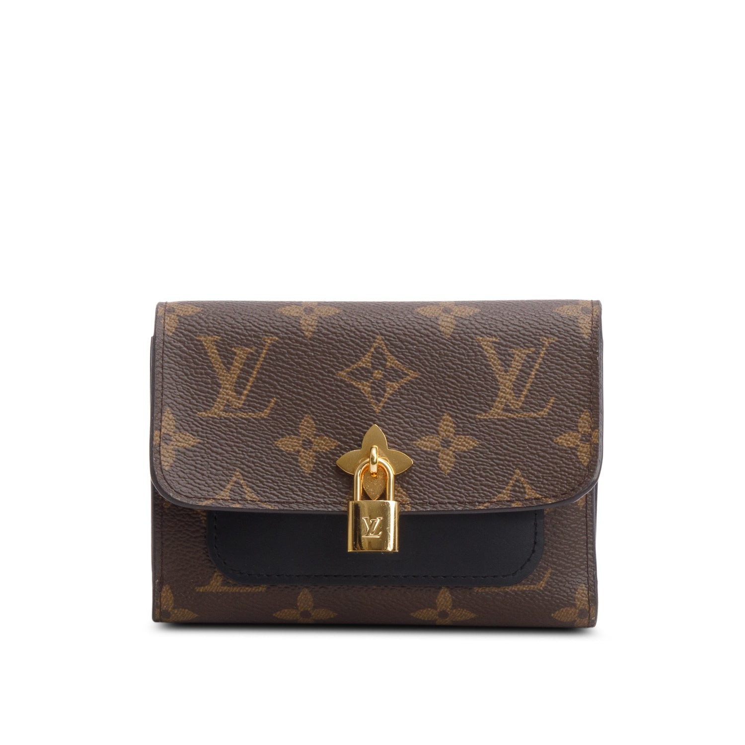 Louis Vuitton Monogram Flower Lock Compact Wallet w/ Box