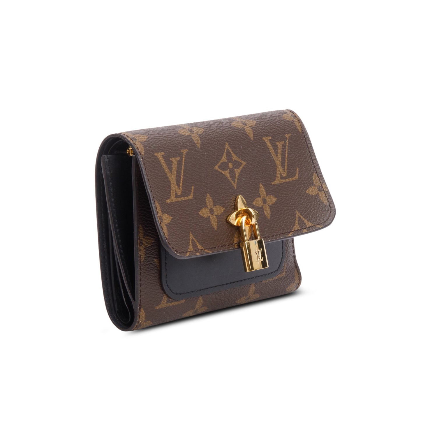 Louis Vuitton Monogram Flower Lock Compact Wallet w/ Box