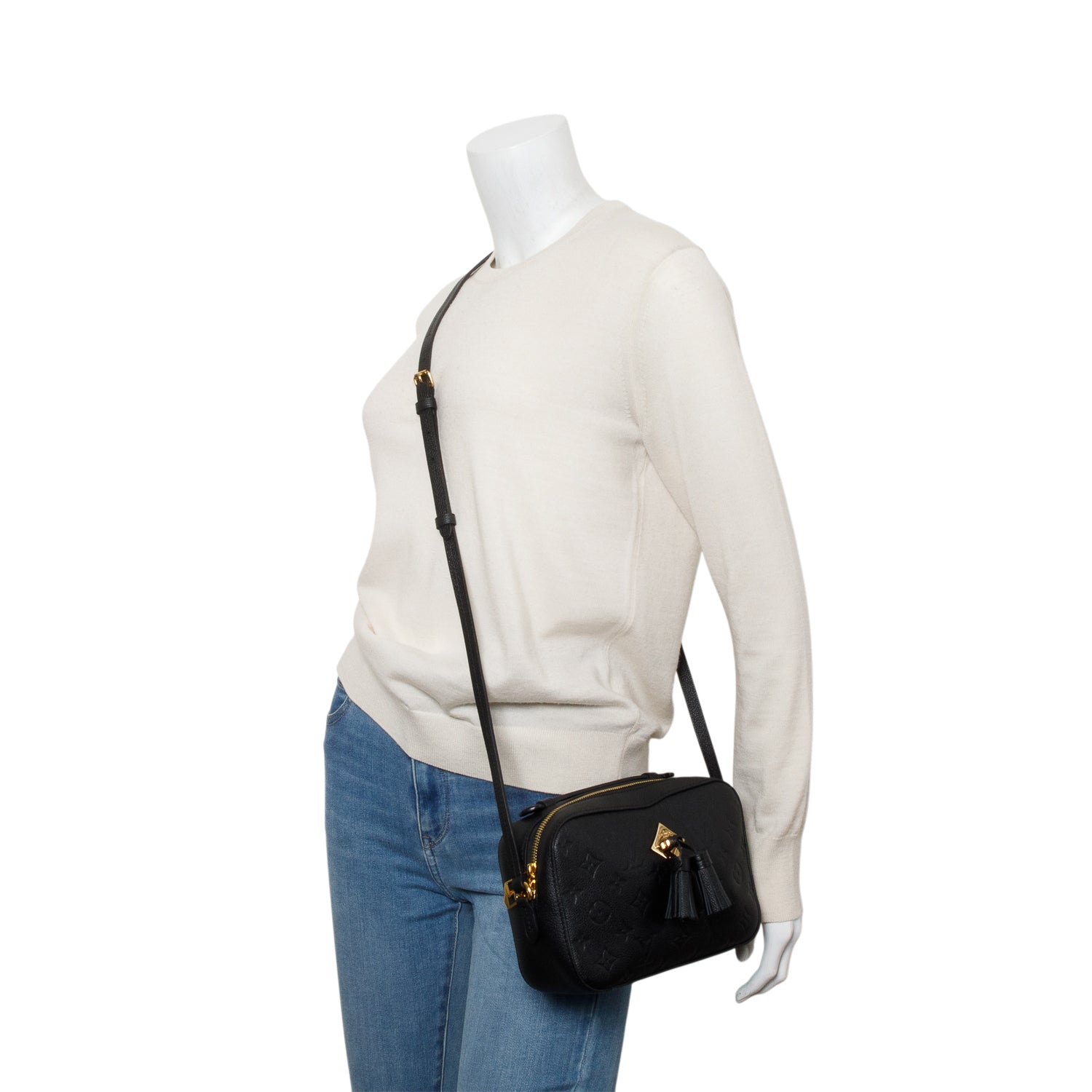 Louis Vuitton Black Monogram Empreinte Leather Saintonge Bag w/ Receipt