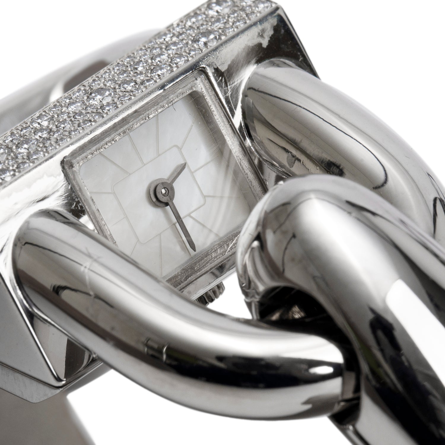 Van Cleef & Arpels 18k White Gold Diamond Cadenas Watch Mother of Pearl Dial w/ Receipt & Certificate