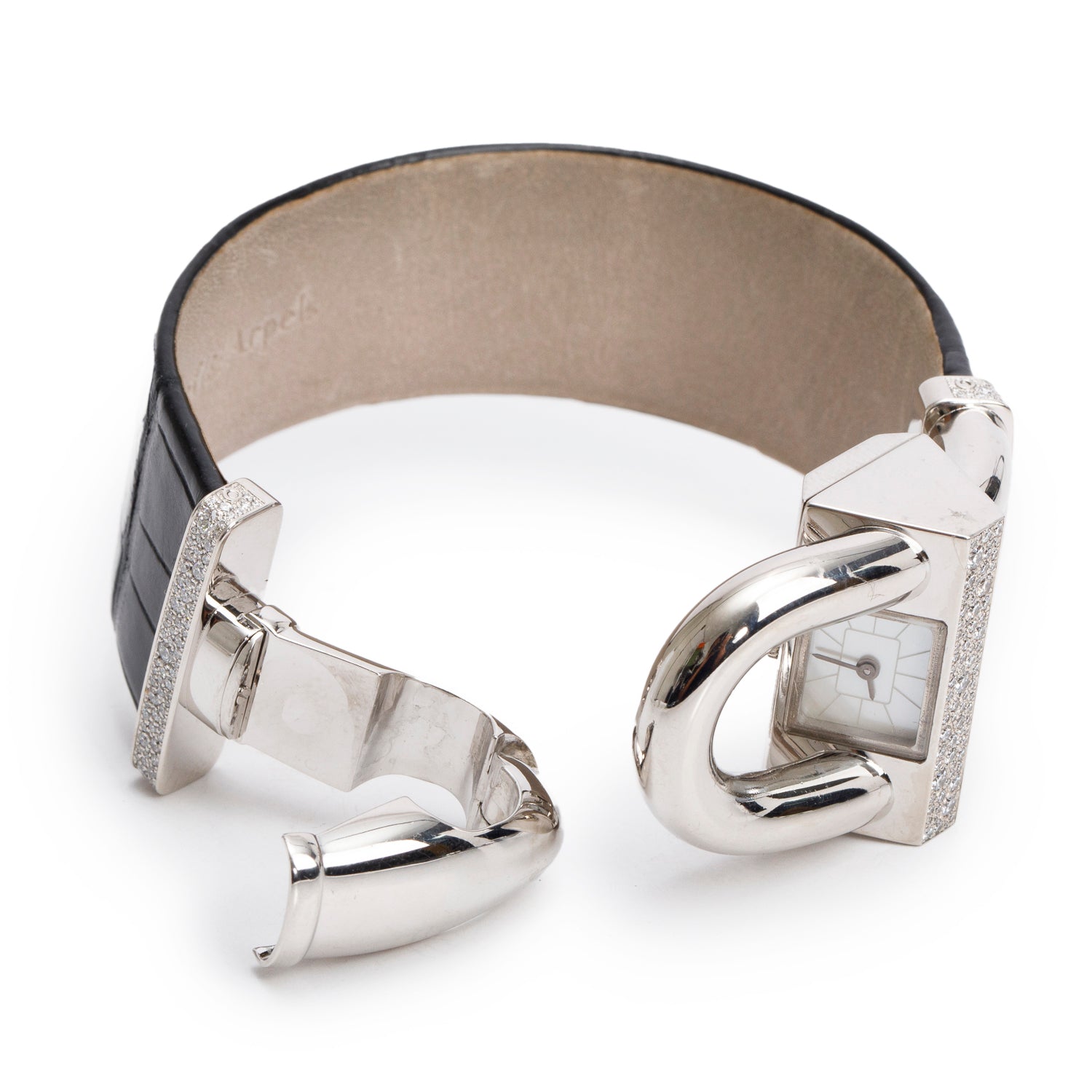 Van Cleef & Arpels 18k White Gold Diamond Cadenas Watch Mother of Pearl Dial w/ Receipt & Certificate