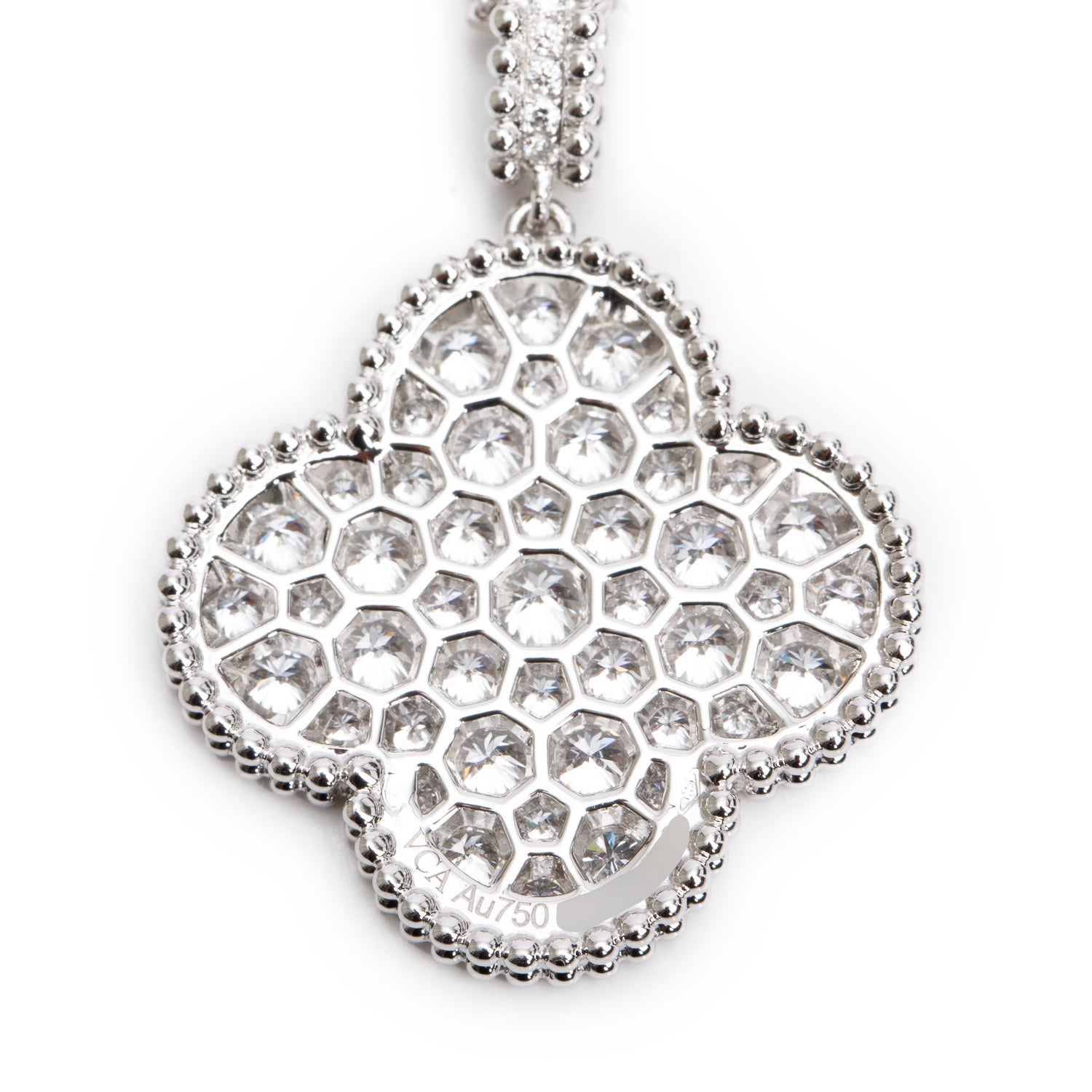 Van Cleef & Arpels 18k White Gold Diamond Magic Alhambra Long Necklace, 1 Motif