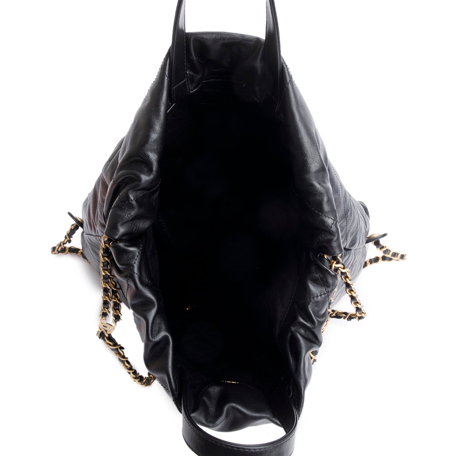 Channel Black Shiny Calfskin Leather 22 Backpack w/ Box