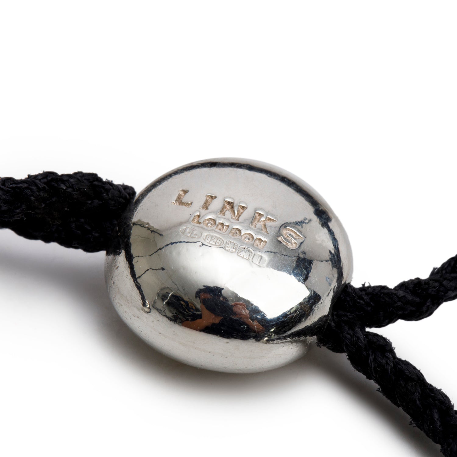 Links of London Sterling Silver Black Cord Friendship Bracelet