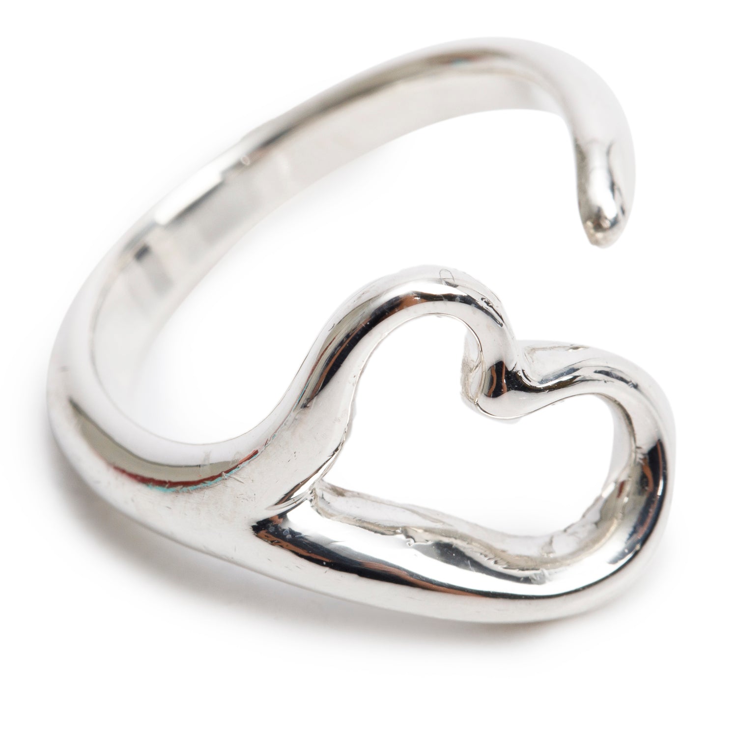 Tiffany & Co. Elsa Peretti Sterling Silver Open Heart Ring, Size 7.5