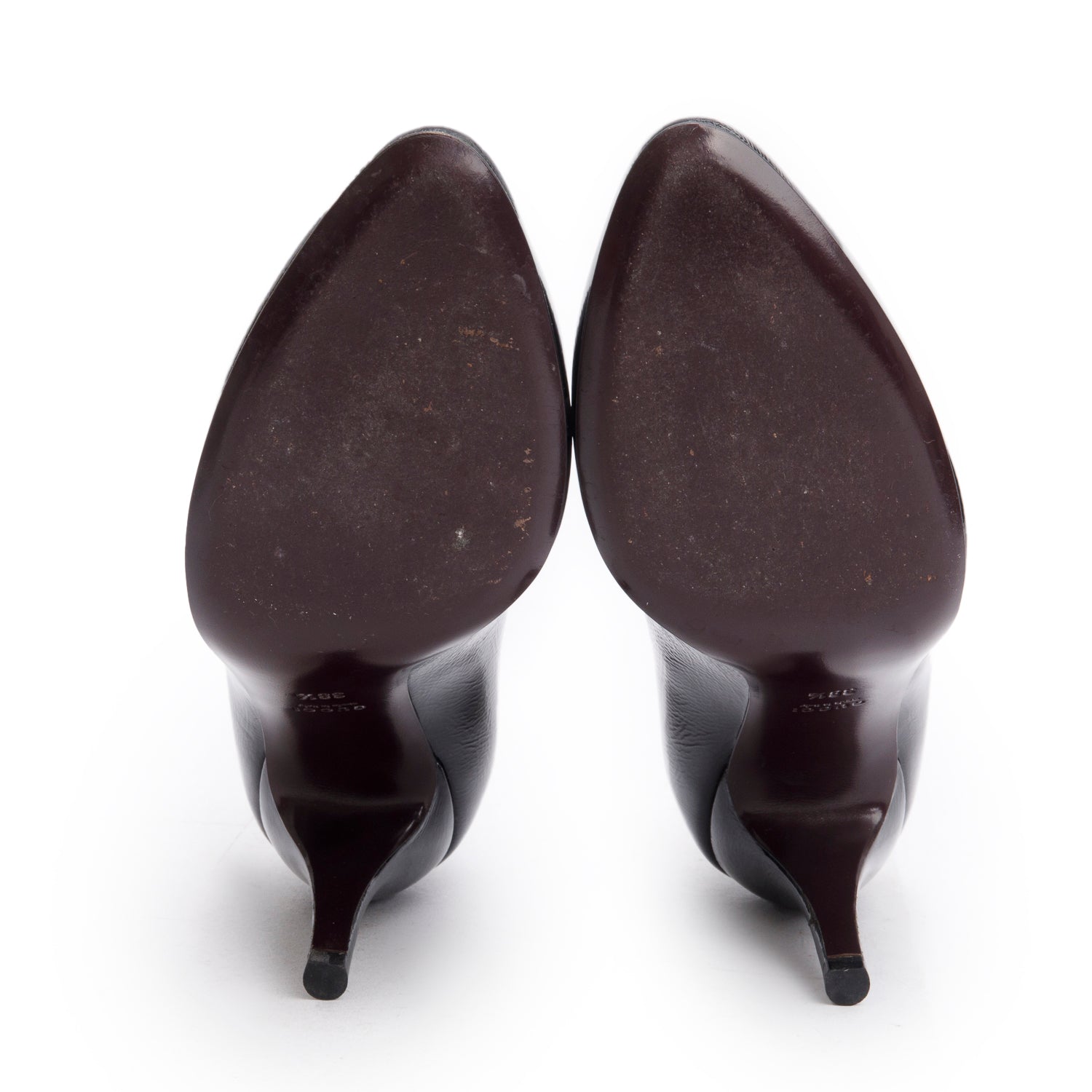 Gucci Black Vernis Naplack Leather Pumps w/ Box, Size 38.5