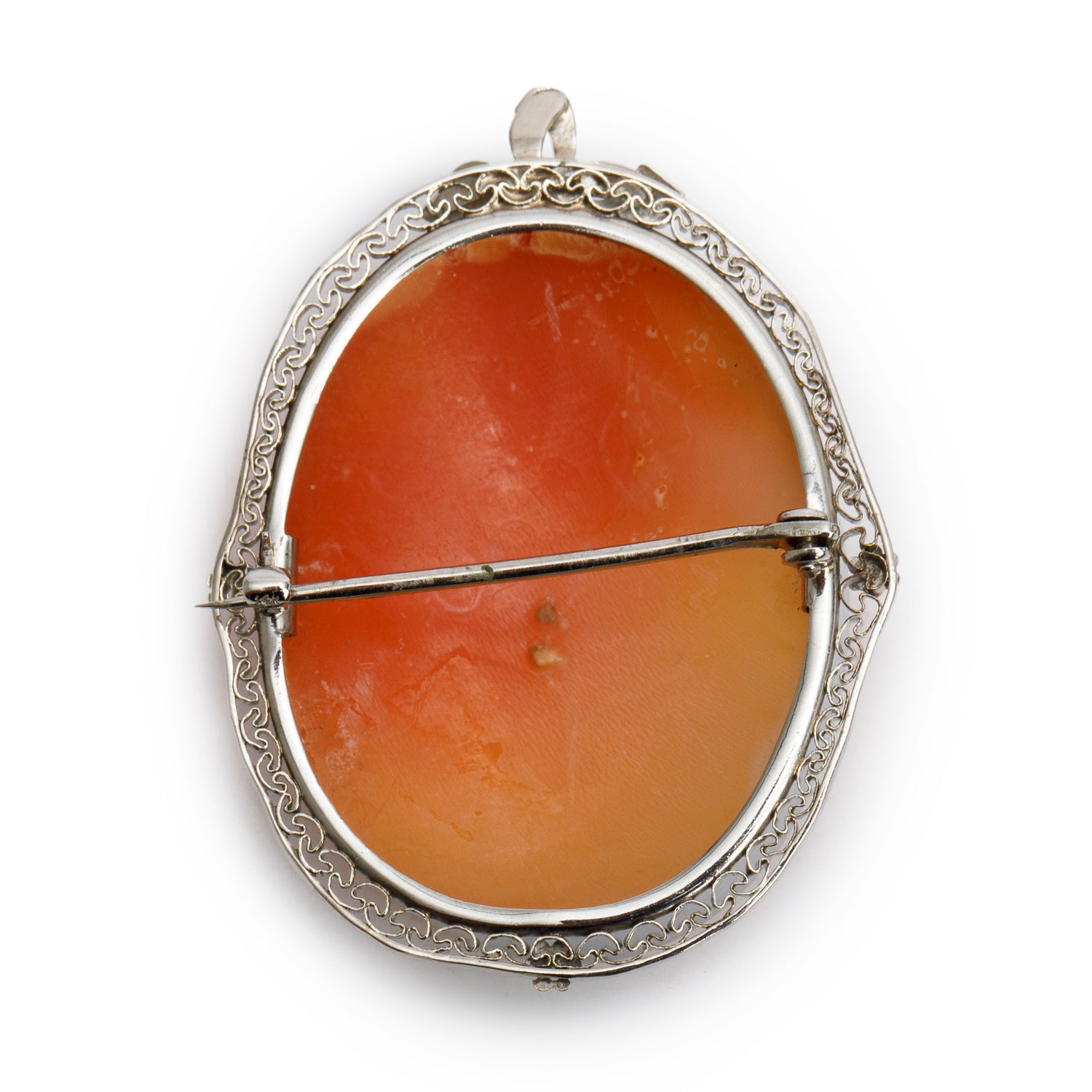 Antique 10k White Gold Cameo Brooch/Pendant