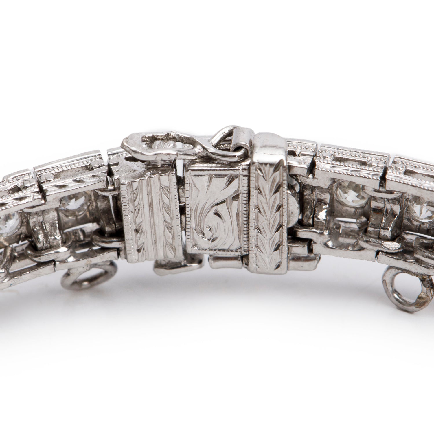 Antique Platinum Emerald and Diamond Art Deco Bracelet