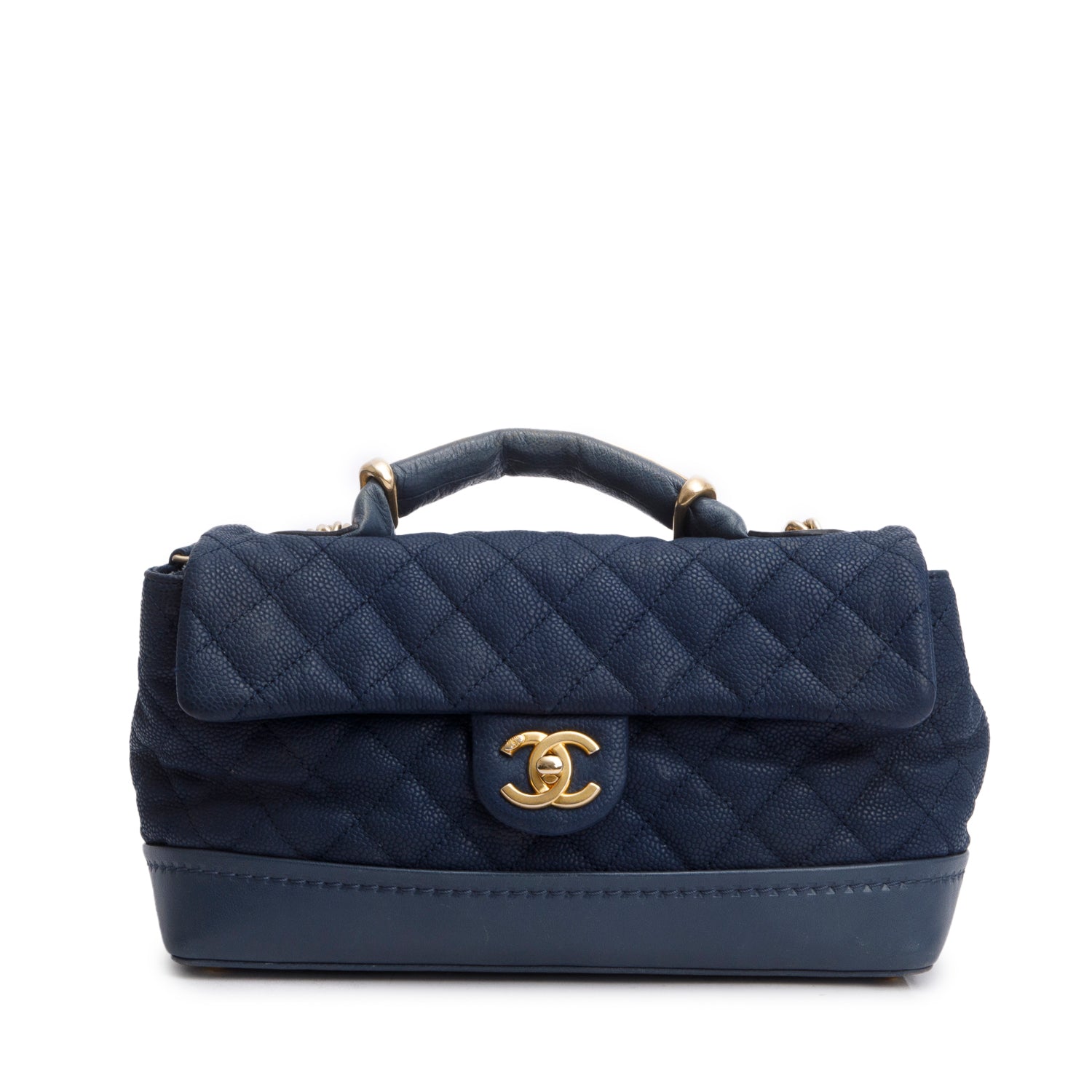 Chanel Navy Caviar Quilted Medium Globe Trotter Flap Bag