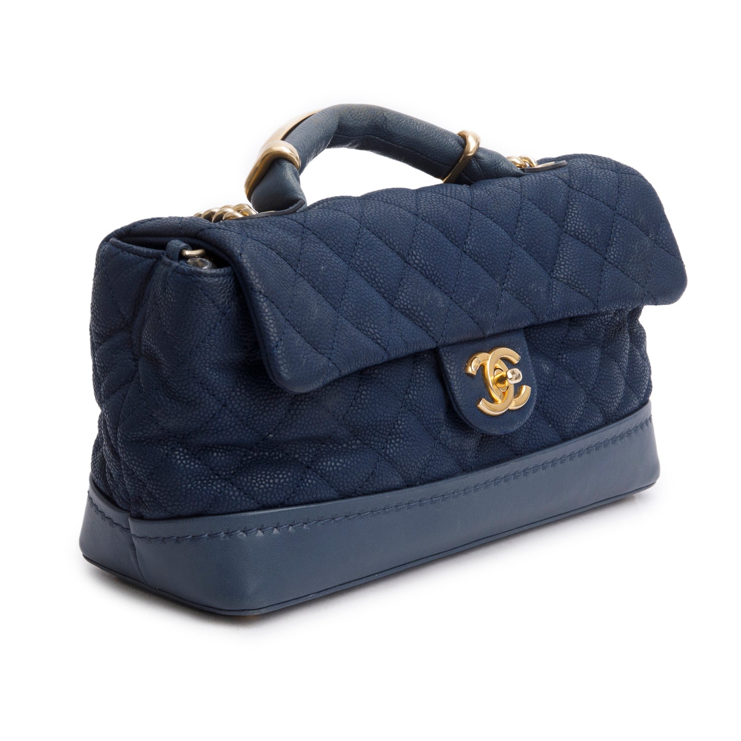 Chanel Navy Caviar Quilted Medium Globe Trotter Flap Bag