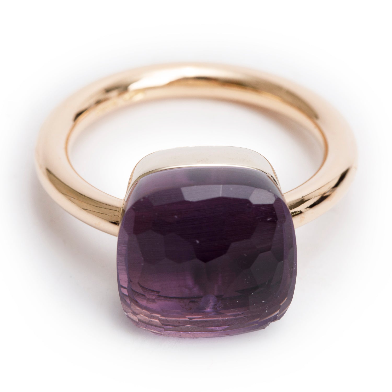 18k Yellow Gold Amethyst Solitaire Ring, Size 5.5