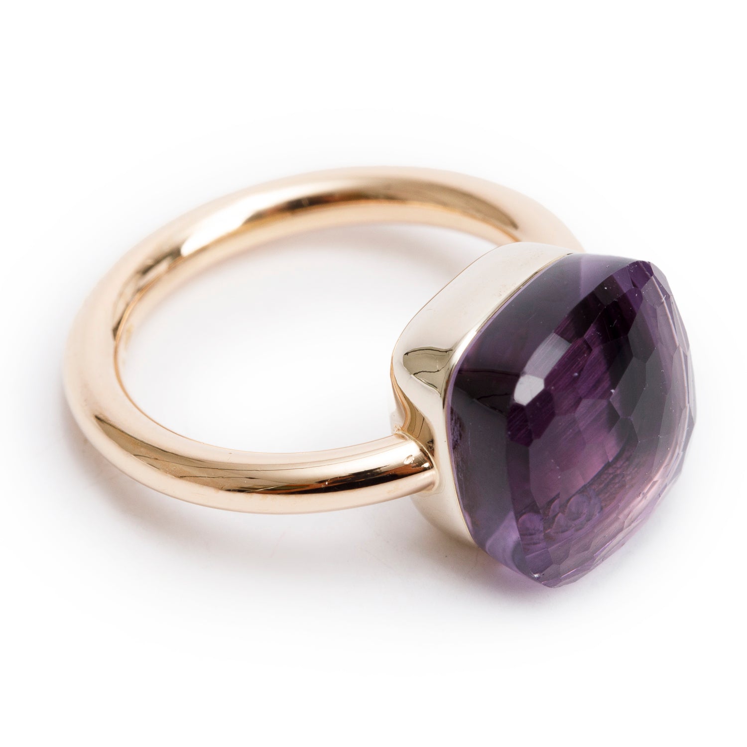 18k Yellow Gold Amethyst Solitaire Ring, Size 5.5