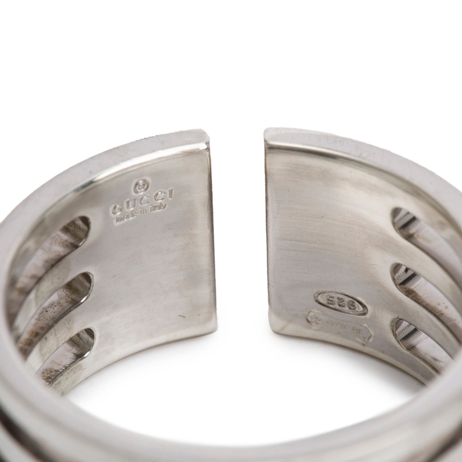 Gucci Vintage Sterling Silver Four-Row Ring, Size 10