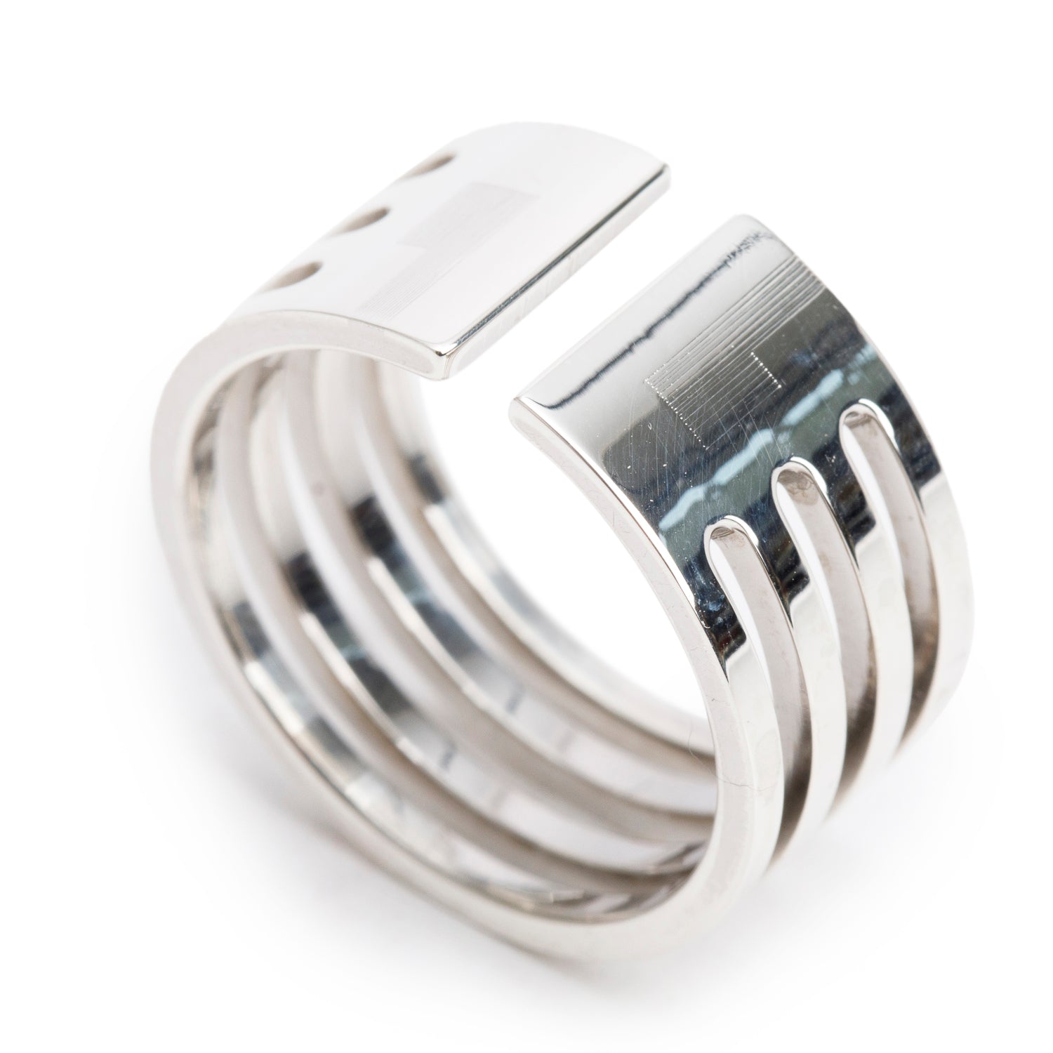 Gucci Vintage Sterling Silver Four-Row Ring, Size 10