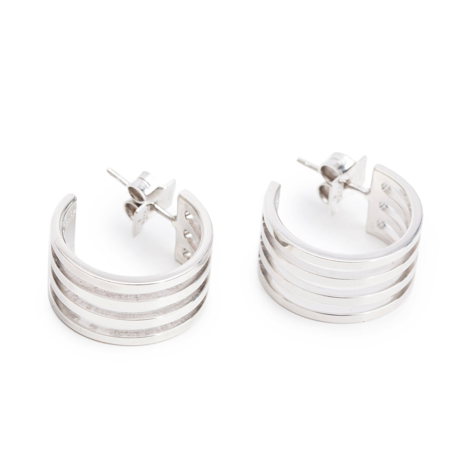 Gucci Sterling Silver Four Row Hoop Earrings