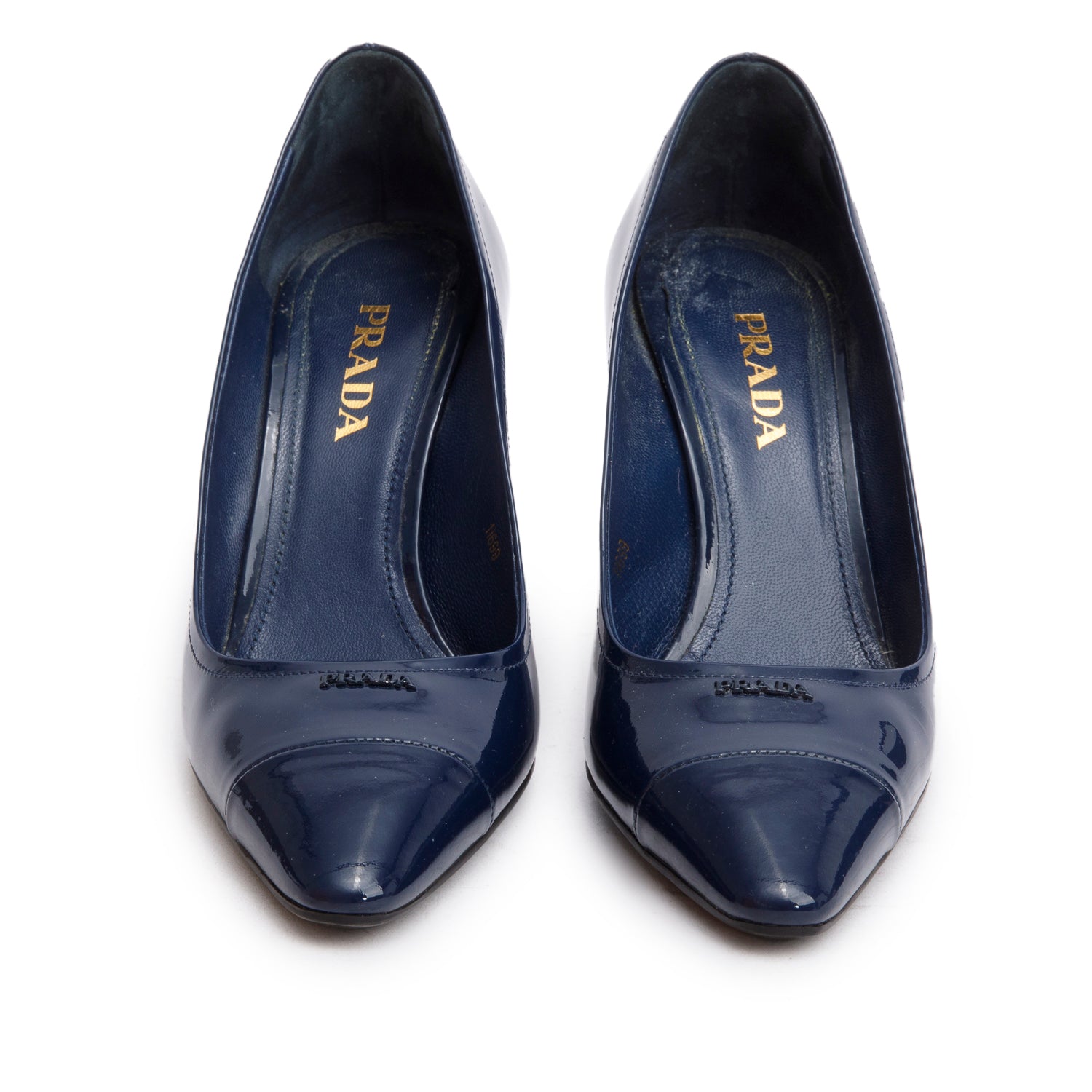 Prada Blue Patent Leather Pumps, Size 38 w/ Box